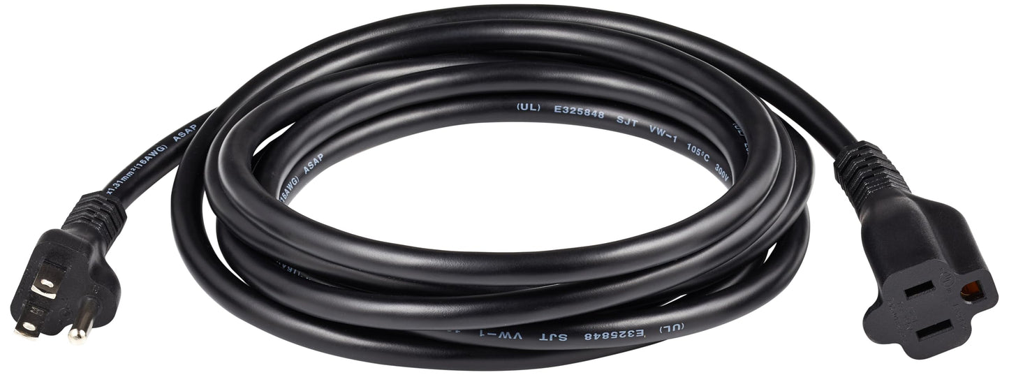 Extension Cord, 20 Ft, 3 Prong Outlet Extender, Indoor Extension Cord, 13 Amps, 125V, Black