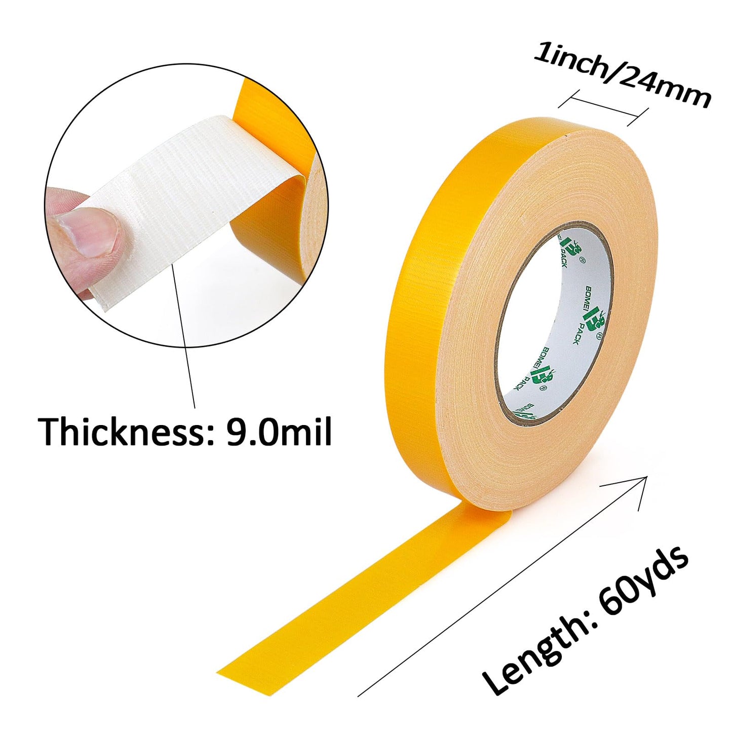 BOMEI PACK Green Duct Tape, 3Rolls Heavy Duty Strong Industrial Color Duct Tape 9mil x 1.88inch x 30yds for Packing and Repairing