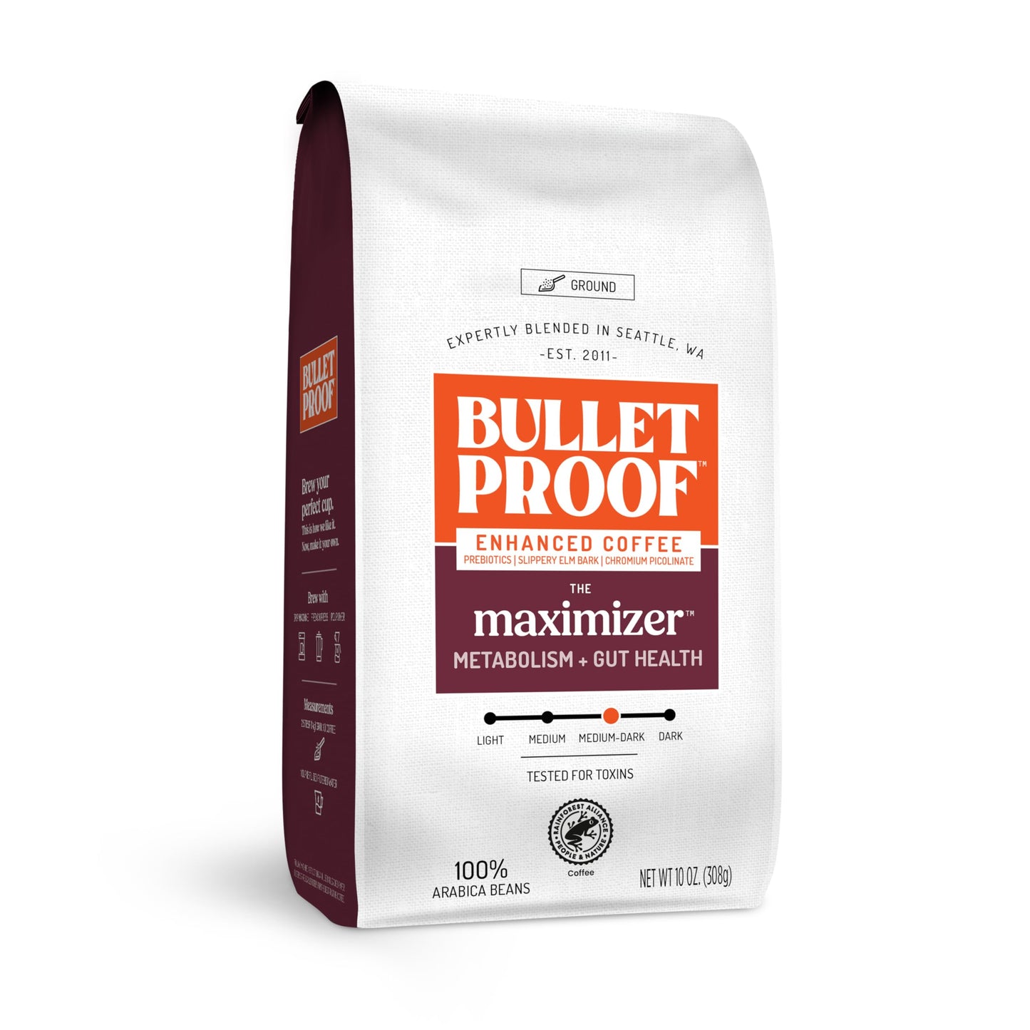 Bulletproof The High Achiever Ground Coffee, 10 Ounces, Medium-Dark Roast Enhanced Coffee with Lion's Mane Mushroom, B Vitamins, and Adaptogens for Energy and Focus