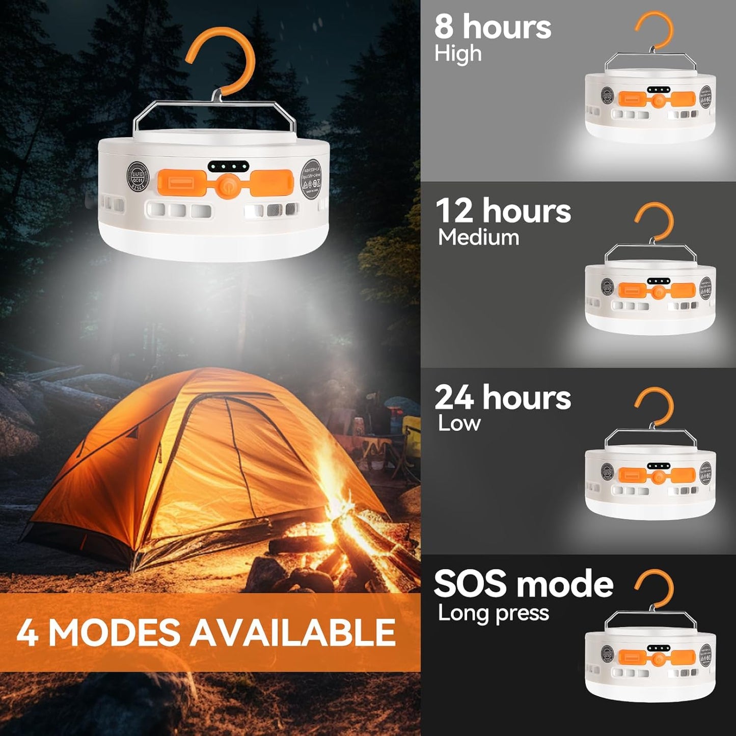 LED Camping Light, Rechargeable & Portable, 800LM,3 Light Modes,4800mAh Power Bank,with Magnet Base,IPX4 Waterproof,Electric Lantern Flashlight for 【Camping/Hiking/Fishing/Car Repairing/Emergency】