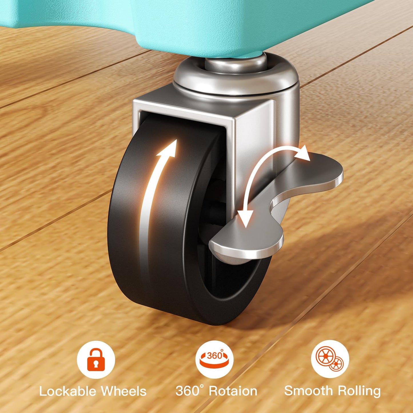 Pipishell 3 Tier Rolling Cart Organizer, Plastic Rolling Cart with Lockable Wheels & Reinforced Handle, Lightweight Utility Cart Storage Cart for Nursery, Kitchen, Bathroom, Craft Room, White, PIUC14W