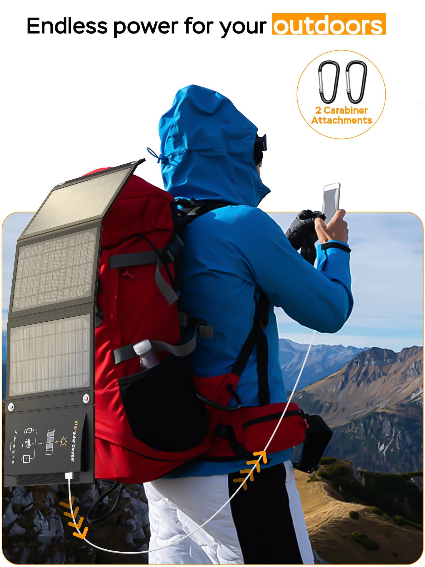 MARBERO 60W Portable Solar Panel 60 Watt Foldable Solar Panel for Solar Generators IP65 Waterproof 23% High Efficiency USB Port & DC Output(10 Changeable Adapters) for Outdoor Camping Travel Cloudy