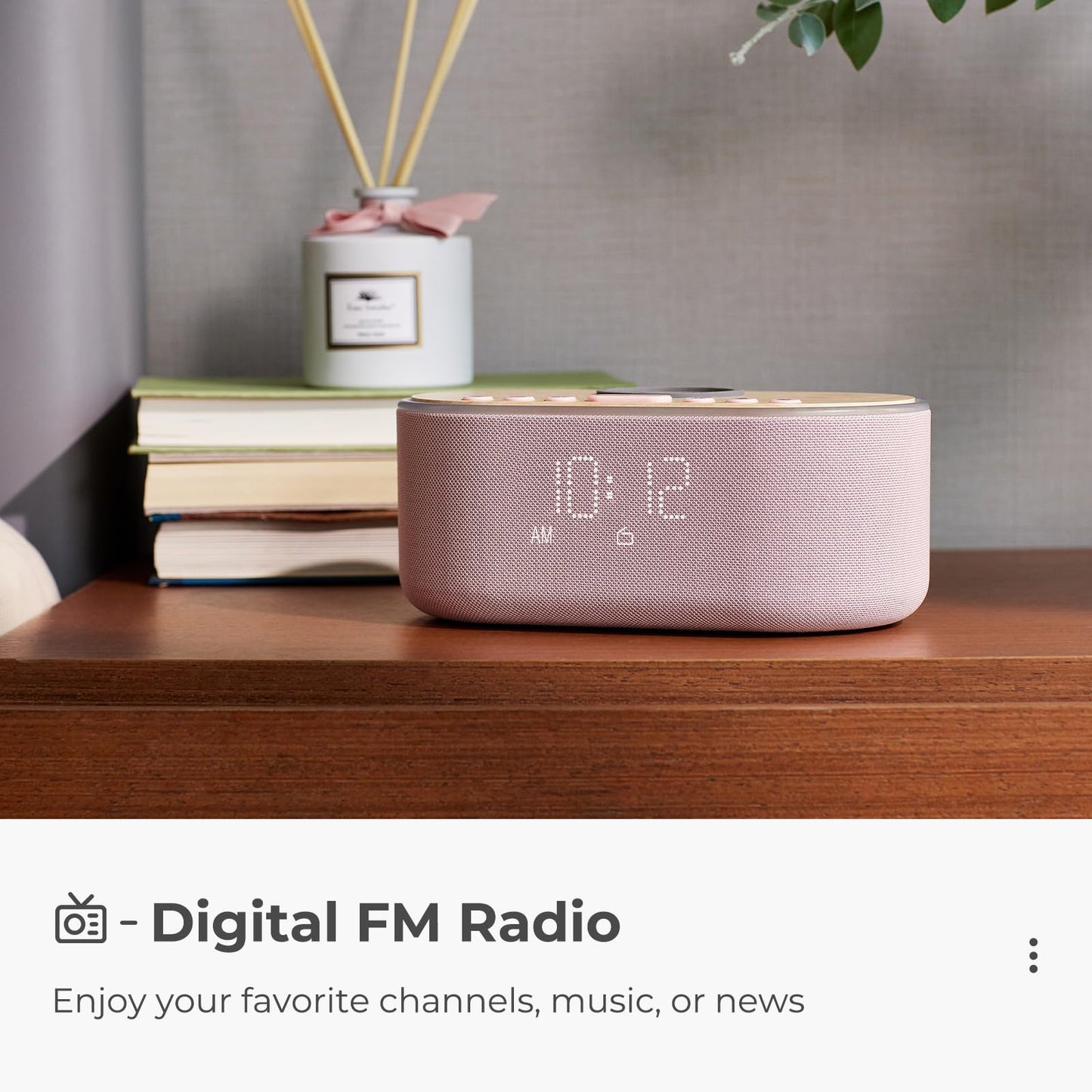 uscce Alarm Clock Bluetooth FM Radio: 10W Stereo Sound Speaker - Fast Wireless Charging for iPhone Samsung - Dimmable Clock Radio for Bedroom