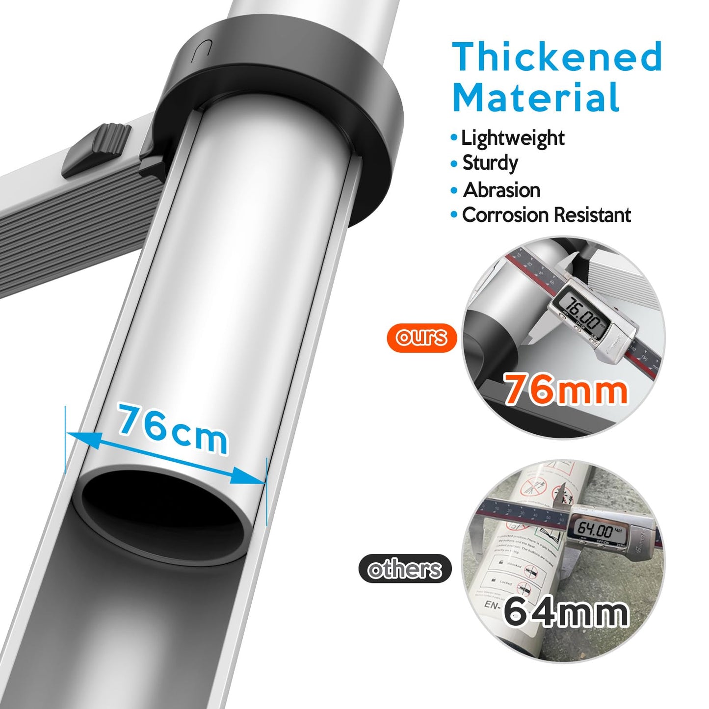 Telescoping Ladder,12.5 FT Extension Ladder, Heavy Duty 330lbs Max Capacity, Multi-Purpose Collapsible Ladder for RV or Outdoor Work