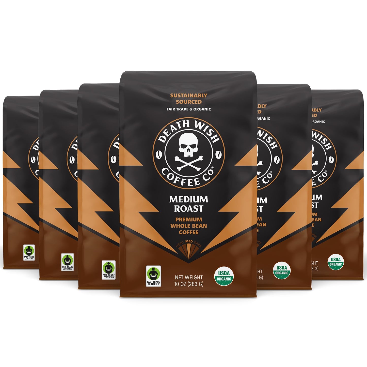 Death Wish Coffee, Organic and Fair Trade Dark Roast Whole Bean Coffee, 16 oz
