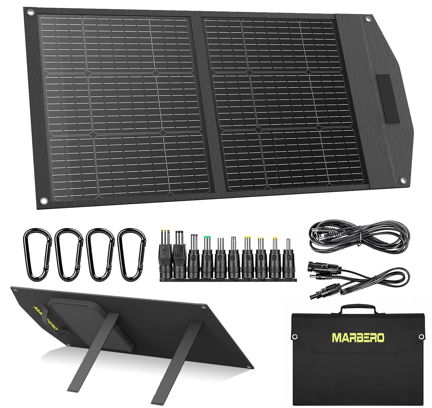 MARBERO 60W Portable Solar Panel 60 Watt Foldable Solar Panel for Solar Generators IP65 Waterproof 23% High Efficiency USB Port & DC Output(10 Changeable Adapters) for Outdoor Camping Travel Cloudy