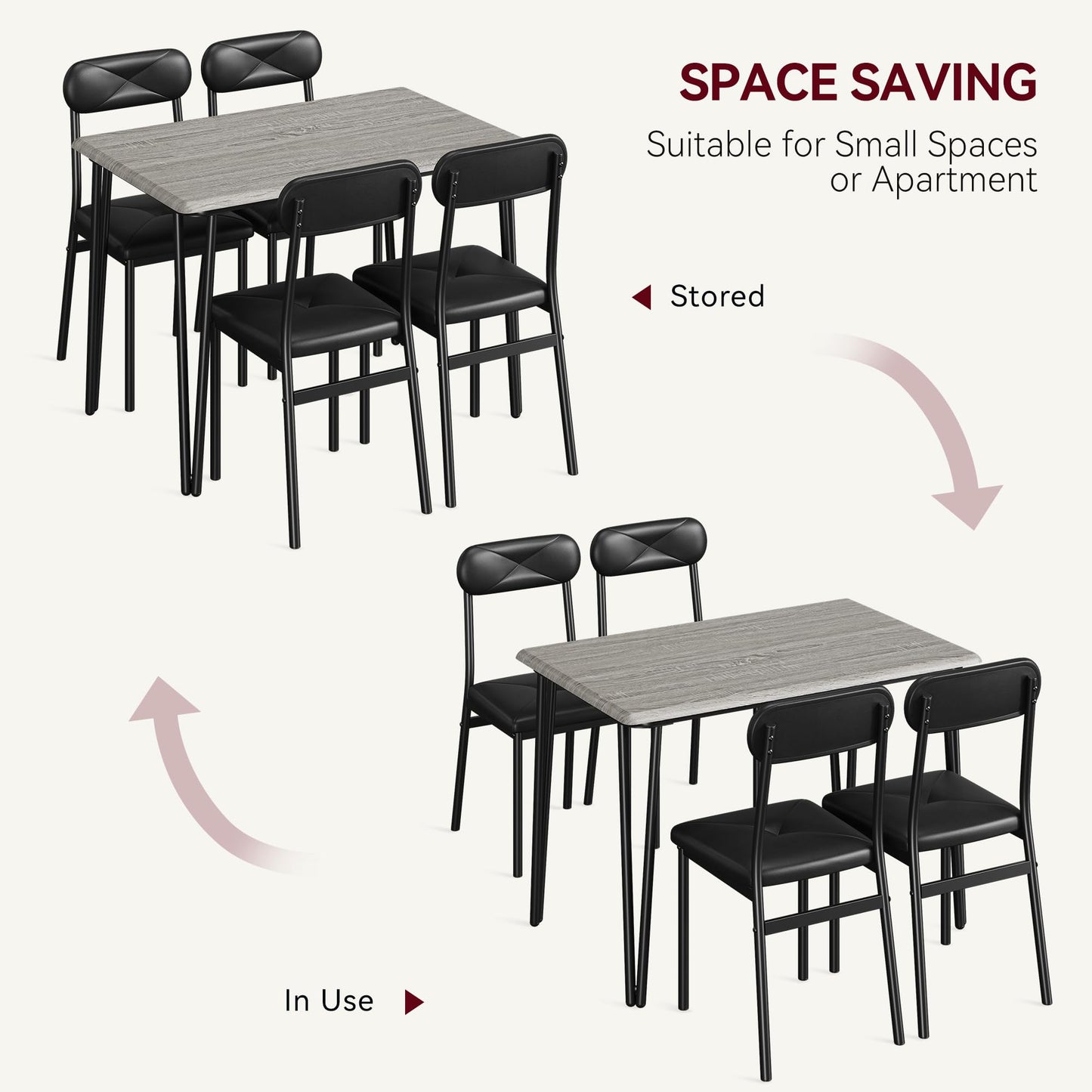 IDEALHOUSE Dining Table for 2-Small Square Kitchen Dining Dinner Room Tables Set,Space Saving Wood Modern Dinette Accent Furniture for Breakfast Nook, (Dark, Table with 2 Upholstered Chairs)