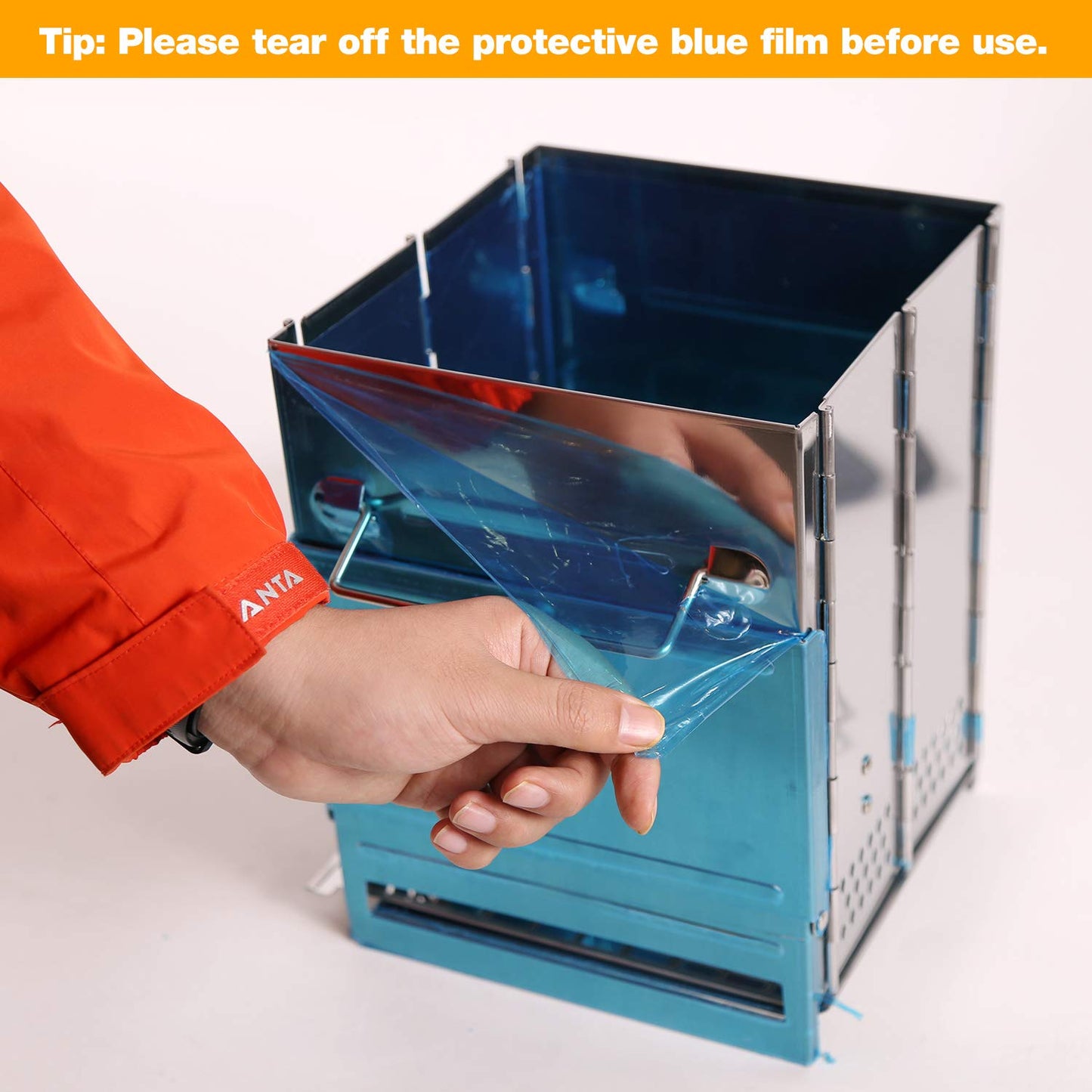 Portable Folding Camping Wood Stove for Outdoor Cooking, Lightweight Stainless Steel Wood Burning Camp Stove with Grill for Backpacking BBQ Picnic, Small