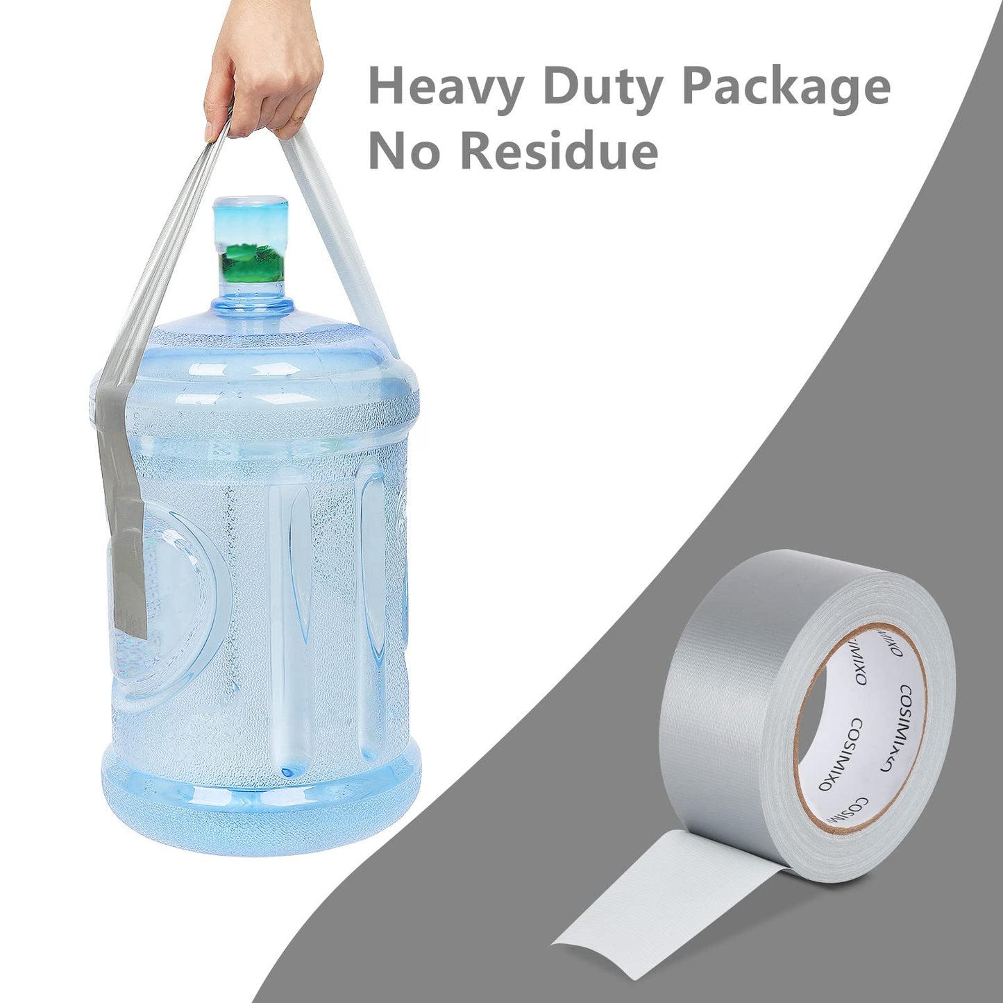 COSIMIXO 5-Pack Black Heavy Duty Duct Tape, 2 inches x 30 Yards, Strong, Flexible, No Residue, All-Weather and Tear by Hand - Bulk Value for Repairs, Industrial, Professional Use