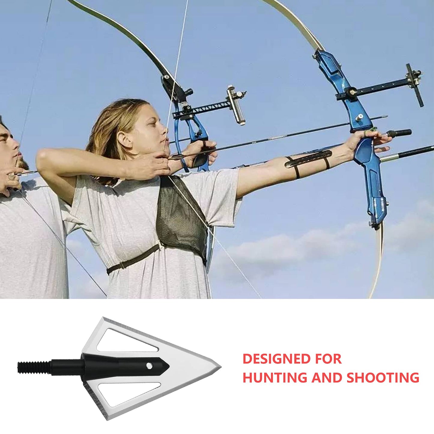 Stainless Steel Hunting Archery Broadheads Blades Grain Screw-in Arrow Heads Tips Compatible with Traditional Bows Archery Broad Crossbow Recurve6