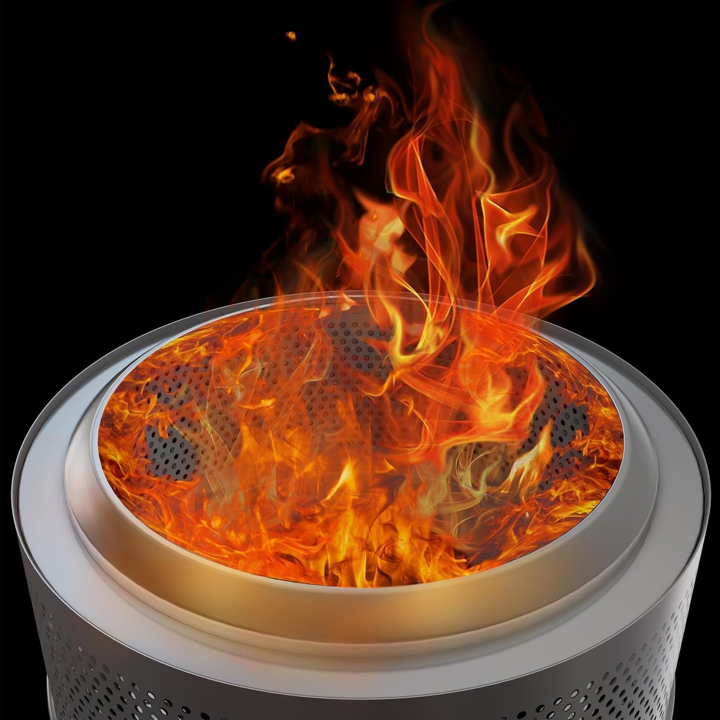 Smokeless Fire Pit,Stainless Steel Wood Burning Fireplaces with Removable Ash Pan Portable Storage Bag for Camping Bonfire Backyard Garden (20 Inch)