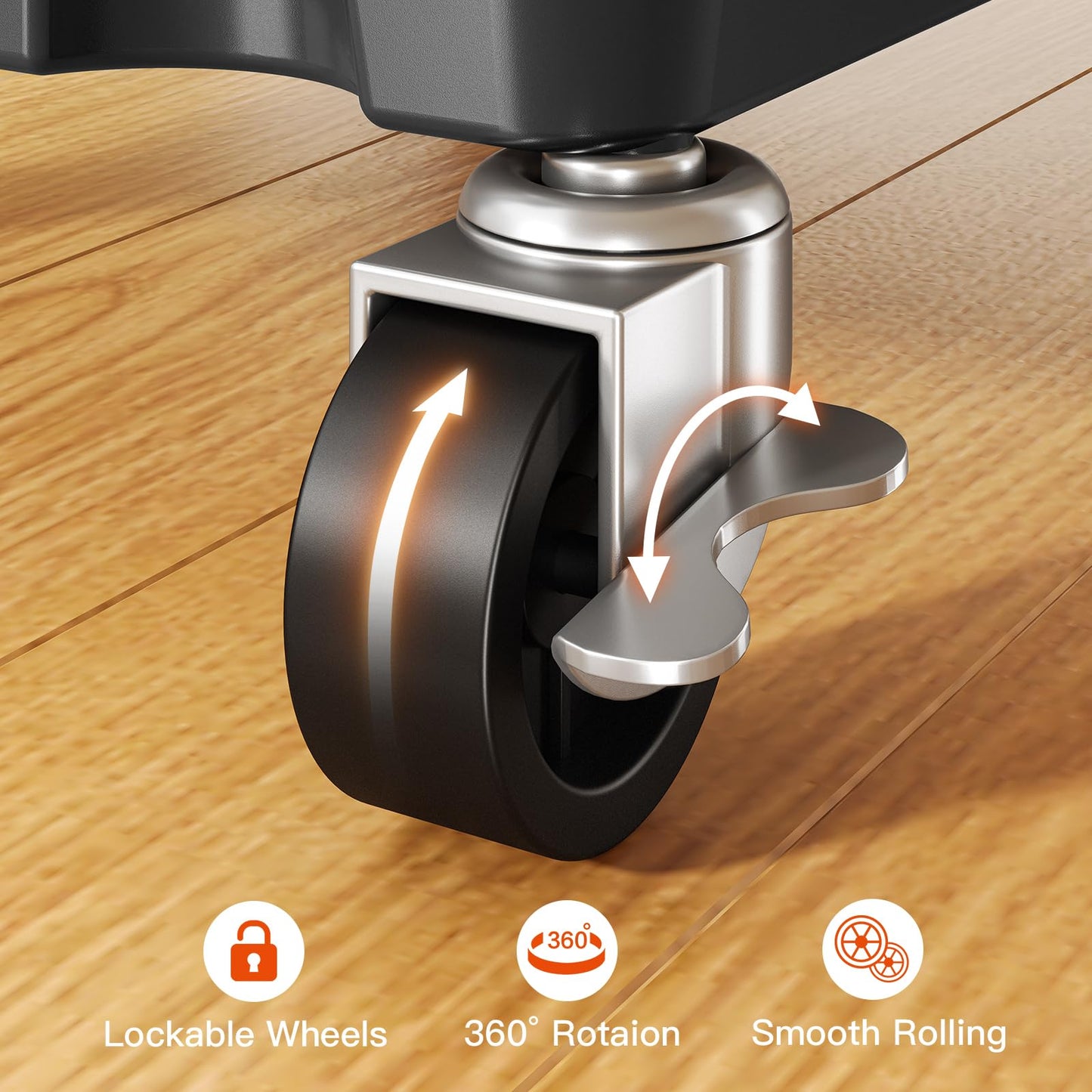 Pipishell 3 Tier Rolling Cart Organizer, Plastic Rolling Cart with Lockable Wheels & Reinforced Handle, Lightweight Utility Cart Storage Cart for Nursery, Kitchen, Bathroom, Craft Room, White, PIUC14W