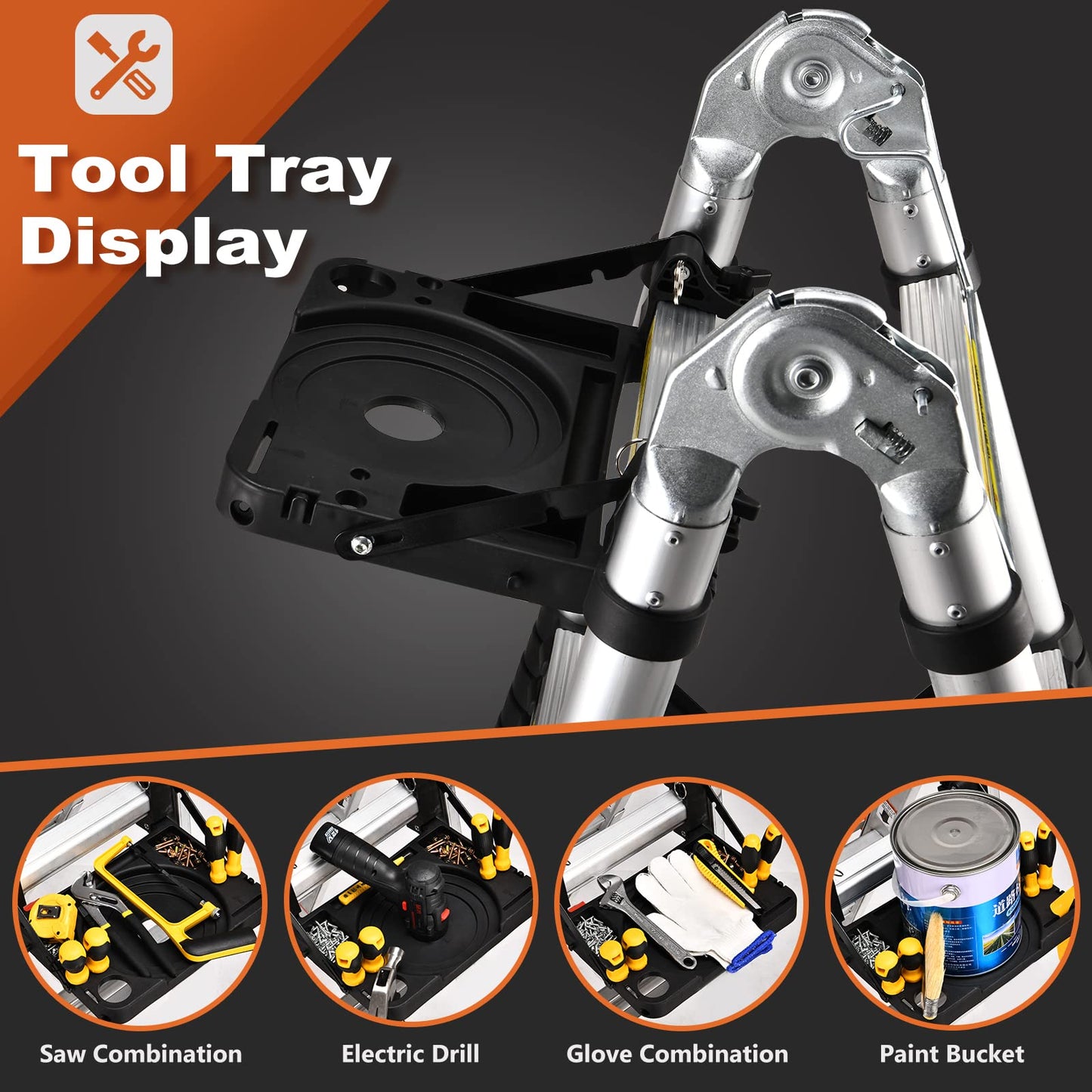 Telescoping Ladder, SocTone 12.5 FT Aluminum Lightweight Extension Ladder with 2 Triangle Stabilizers, Heavy Duty 330lbs Max Capacity, Multi-Purpose Collapsible Ladder for RV or Outdoor Work