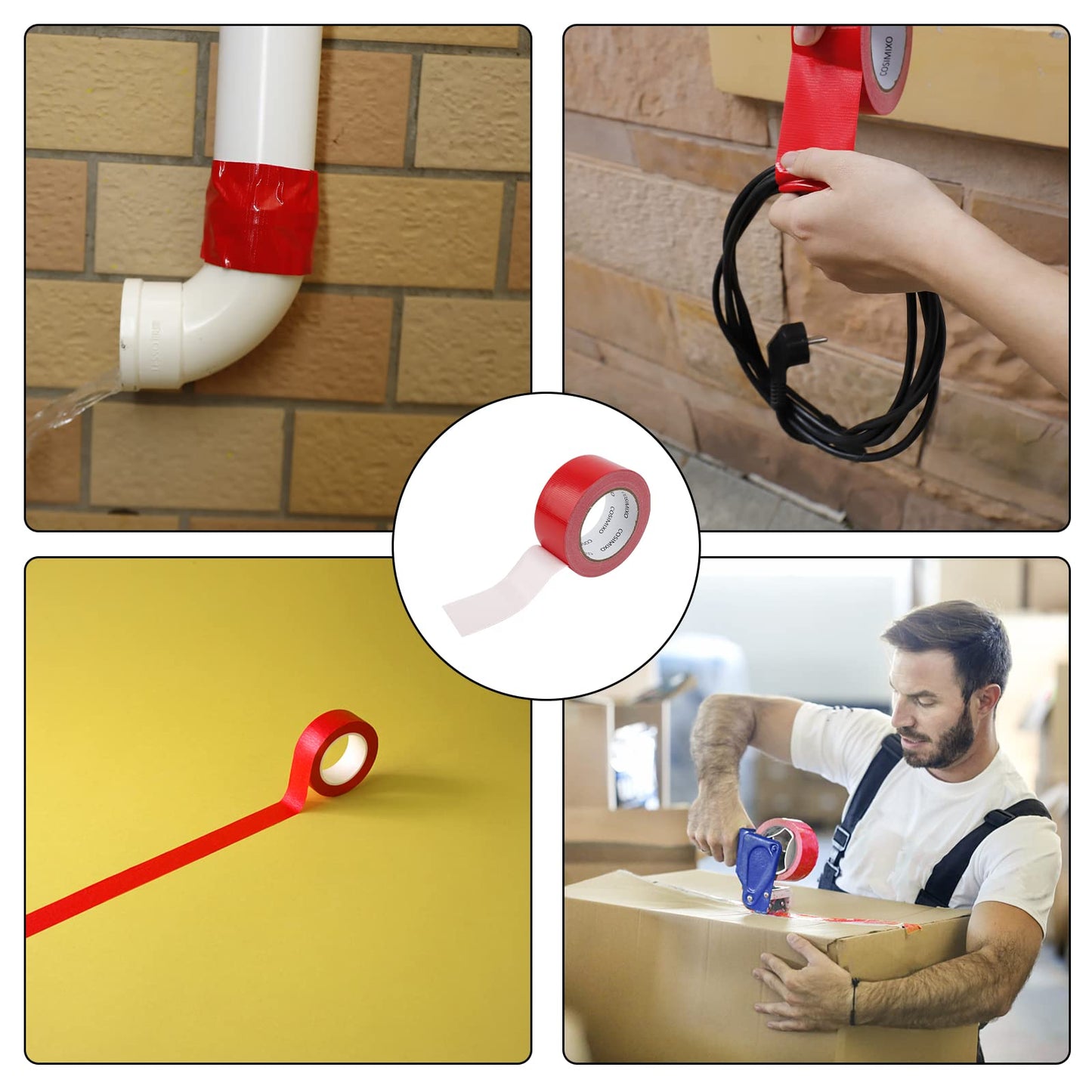 COSIMIXO 5-Pack Black Heavy Duty Duct Tape, 2 inches x 30 Yards, Strong, Flexible, No Residue, All-Weather and Tear by Hand - Bulk Value for Repairs, Industrial, Professional Use