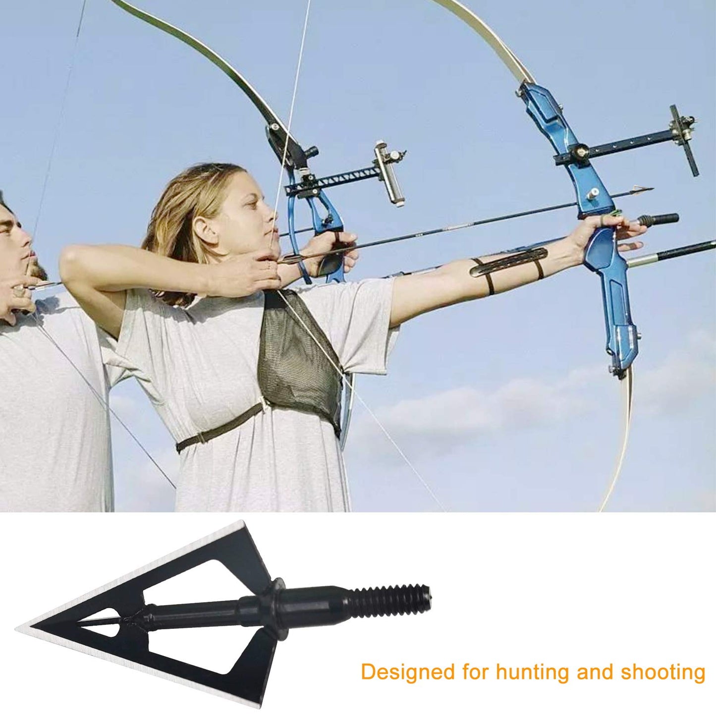 Stainless Steel Hunting Archery Broadheads Blades Grain Screw-in Arrow Heads Tips Compatible with Traditional Bows Archery Broad Crossbow Recurve6