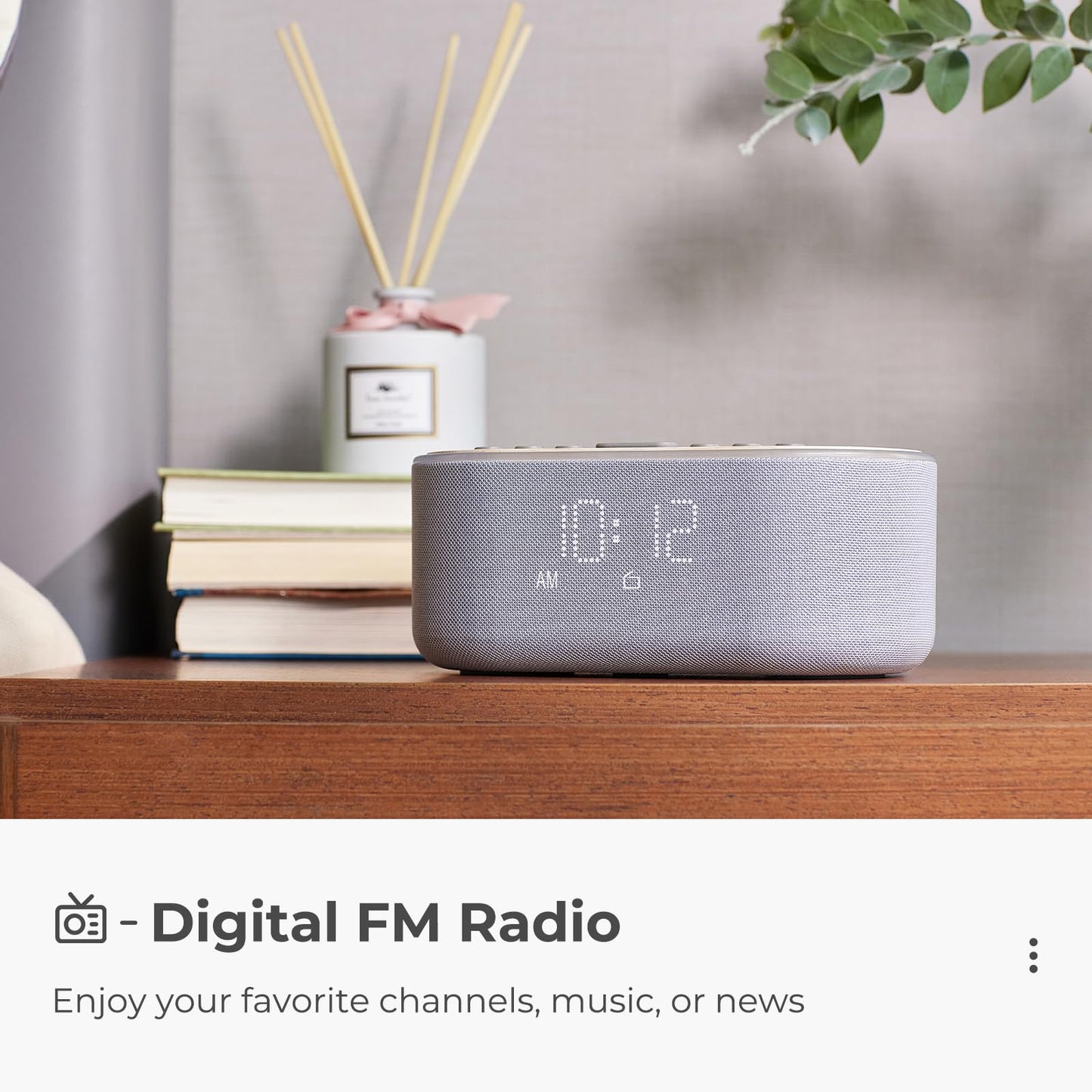 uscce Alarm Clock Bluetooth FM Radio: 10W Stereo Sound Speaker - Fast Wireless Charging for iPhone Samsung - Dimmable Clock Radio for Bedroom