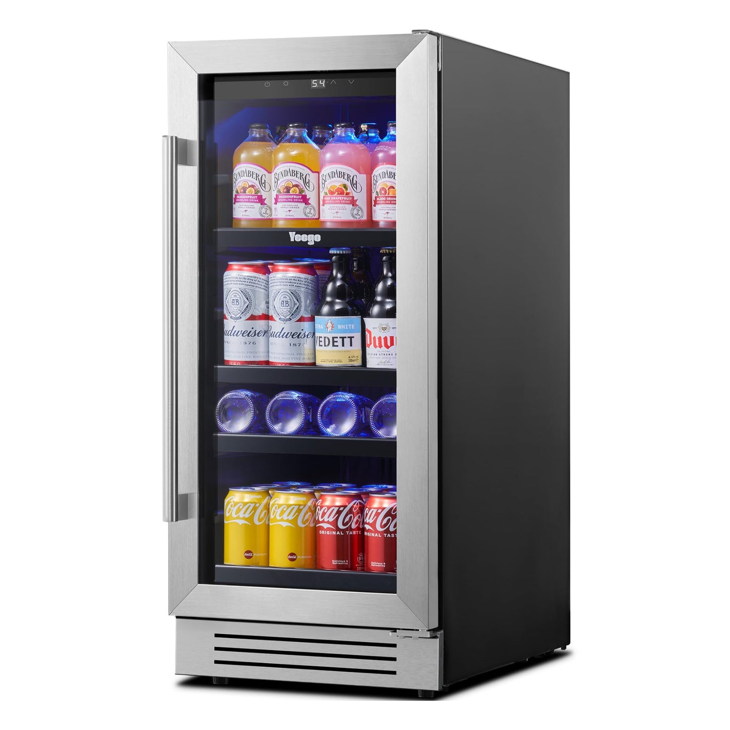 Yeego Beverage-Refrigerator, 24 Inch Beer Cooler Built-in or Freestanding,180 Cans Beverage Cooler with Glass Door,Mini-Fridge for Bottles and Cans Beer/Soda/Water/Wine