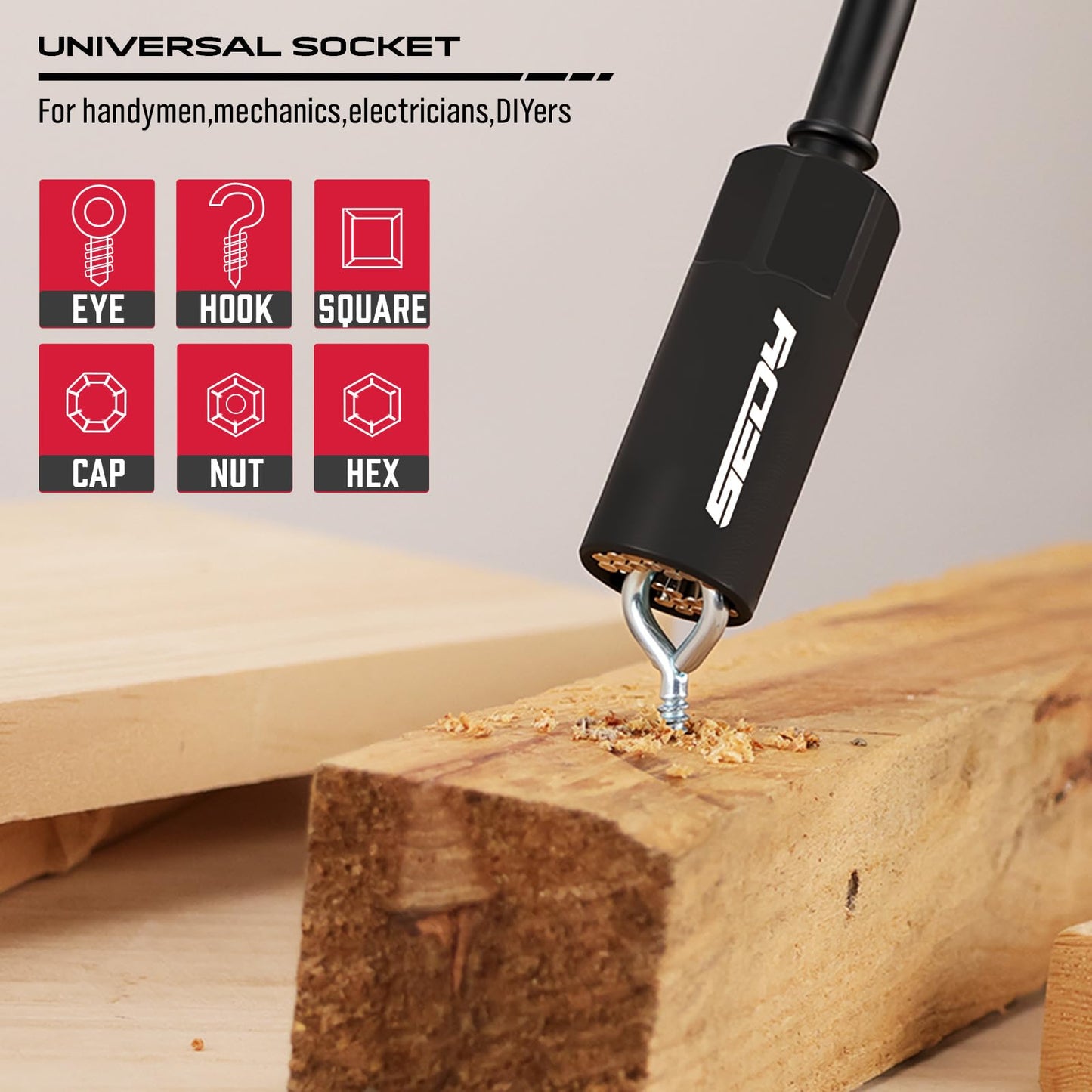 41-Piece Premium 1/4" Drive Magnetic Impact Nut Driver Set Metric & SAE Standard & Deep with Socket Adapters, 2-in-1 Ratchet Wrench, Wing Nut Driver, Universal Sockets, Quick Release Bit Holder