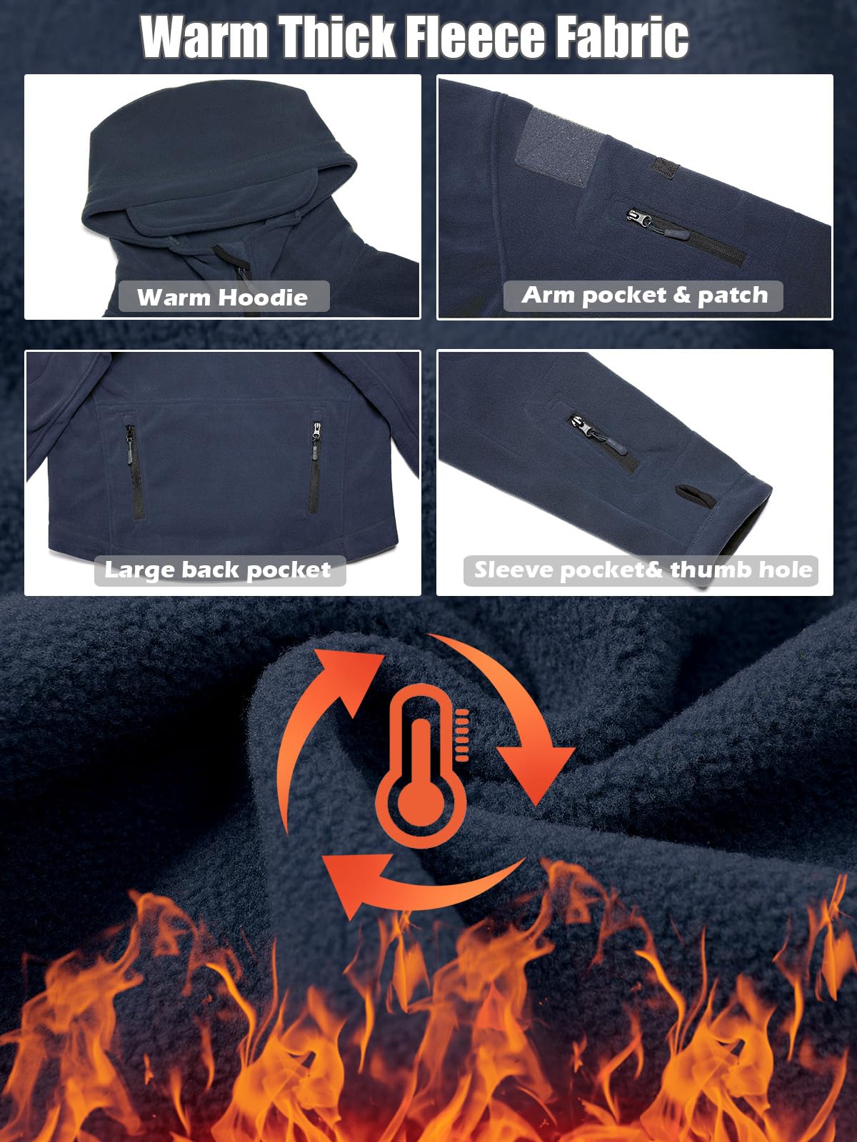 ReFire Gear Men's Warm Military Tactical Sport Fleece Hoodie Jacket