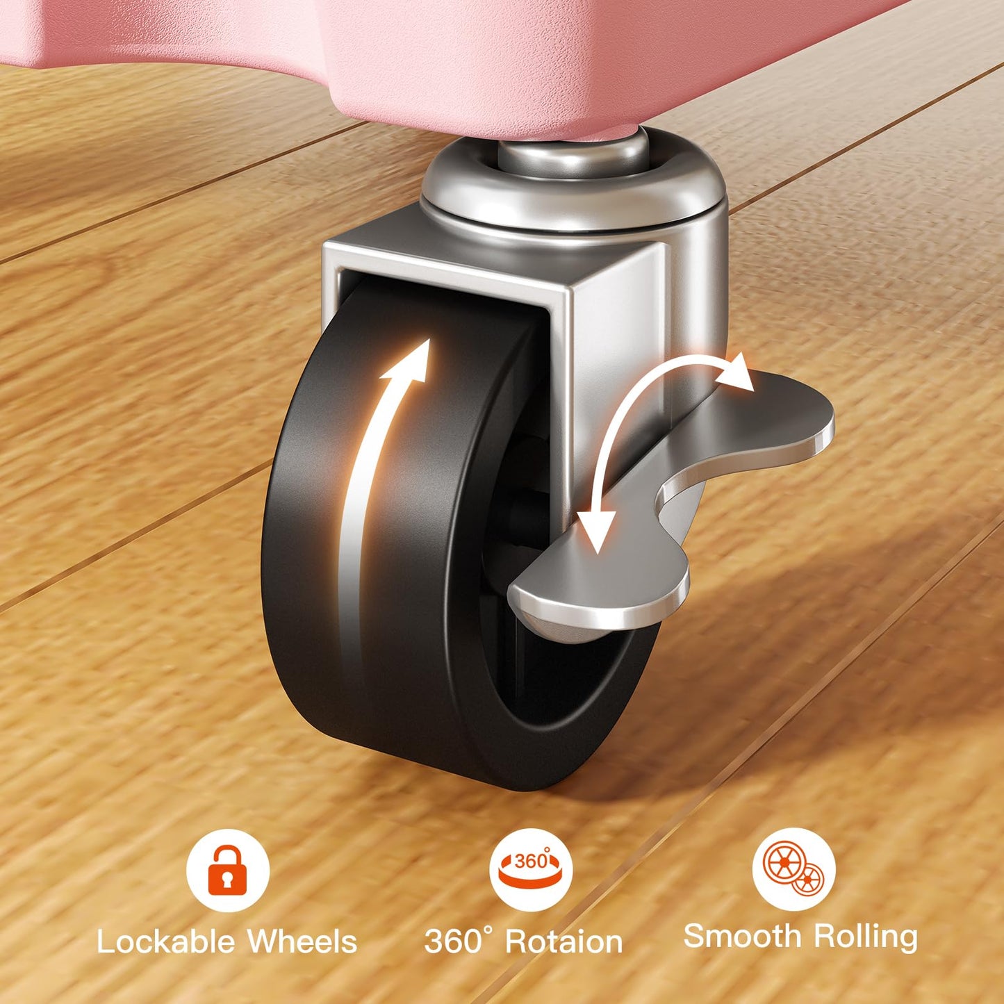 Pipishell 3 Tier Rolling Cart Organizer, Plastic Rolling Cart with Lockable Wheels & Reinforced Handle, Lightweight Utility Cart Storage Cart for Nursery, Kitchen, Bathroom, Craft Room, White, PIUC14W