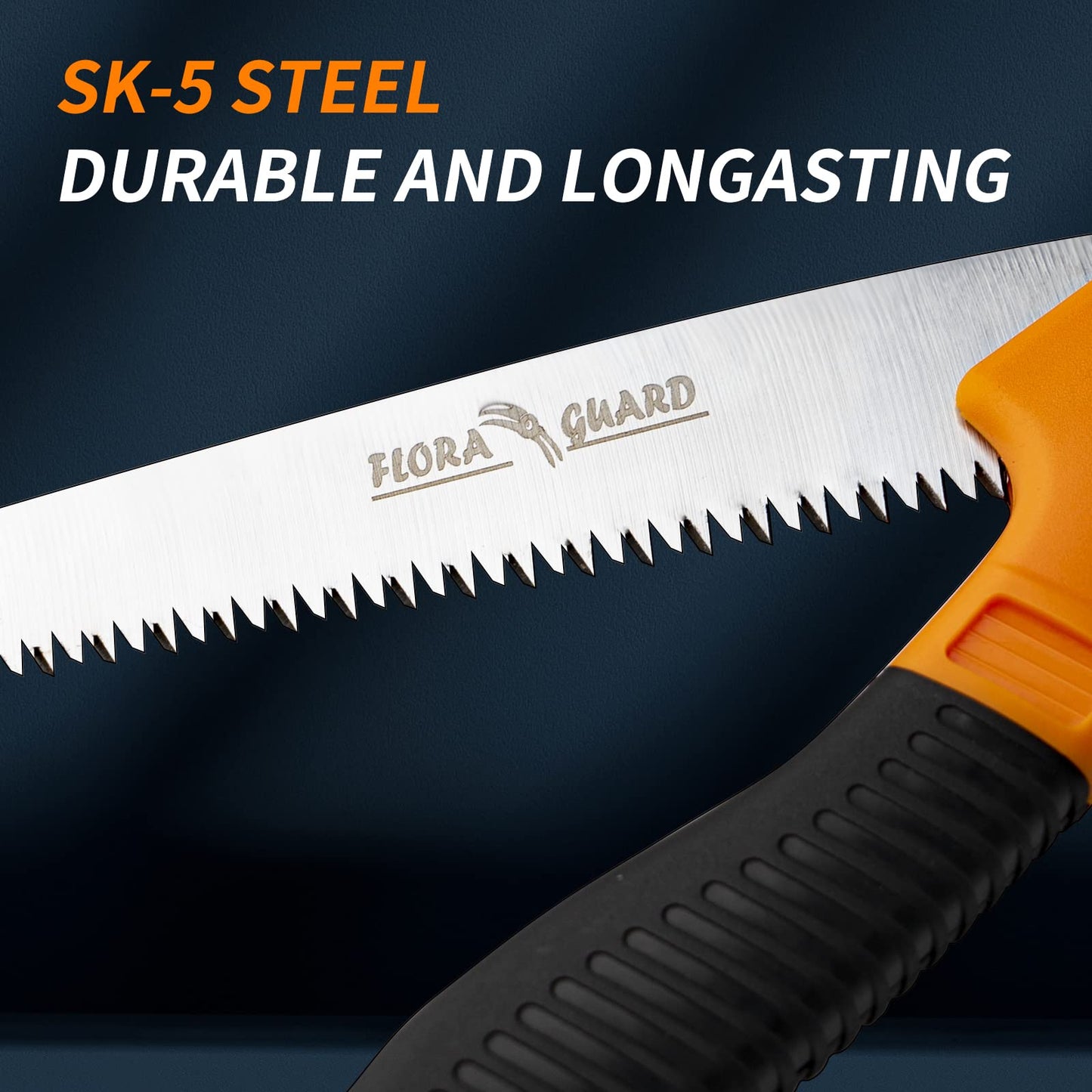 FLORA GUARD 7.7-Inch Folding Saw, Pruning Hand Saw with Triple-Cut Razor Teeth for Wood Cutting, Tree Trimming, and Camping