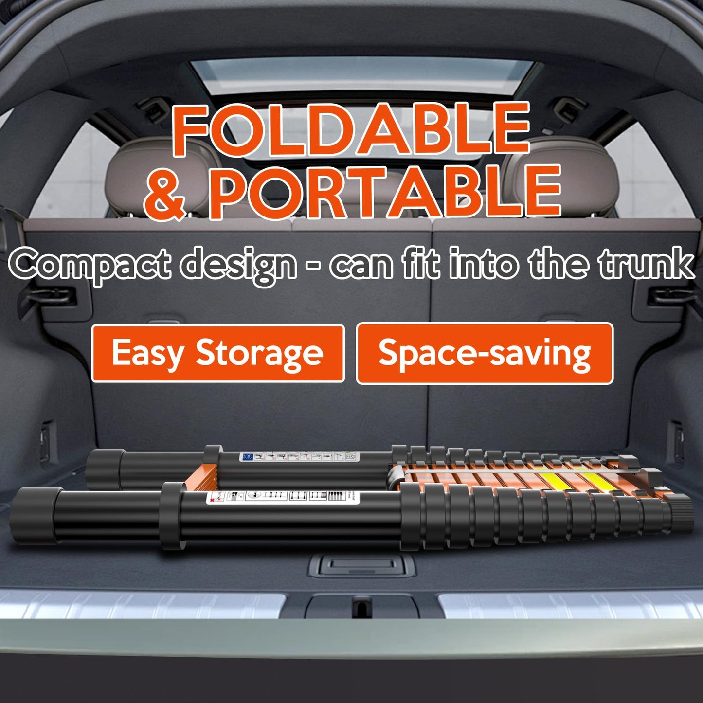 Telescoping Ladder,12.5 FT Extension Ladder, Heavy Duty 330lbs Max Capacity, Multi-Purpose Collapsible Ladder for RV or Outdoor Work