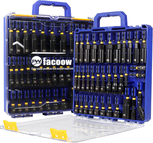 55PCS Impact Nut Driver Set, Magenetic Nut Driver Set for Impact Drills and Premium Deep Drivers, Wing Nut Setters, 1/4'' Quick Change, Bit Extention, S2 Steel Bits, Pivoting Nut Setter