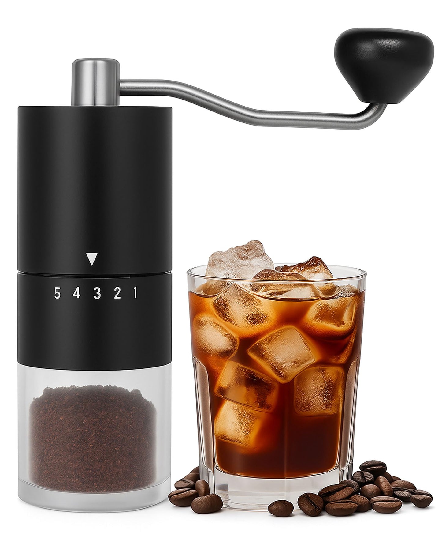 Manual Coffee Grinder With Ceramics Burr For Espresso,French Press,5 Adjustable Settings,Hand Maker with Built-In Burr,For Home Use and Camping Travel,Coffee Bean Grinders With Hand Crank