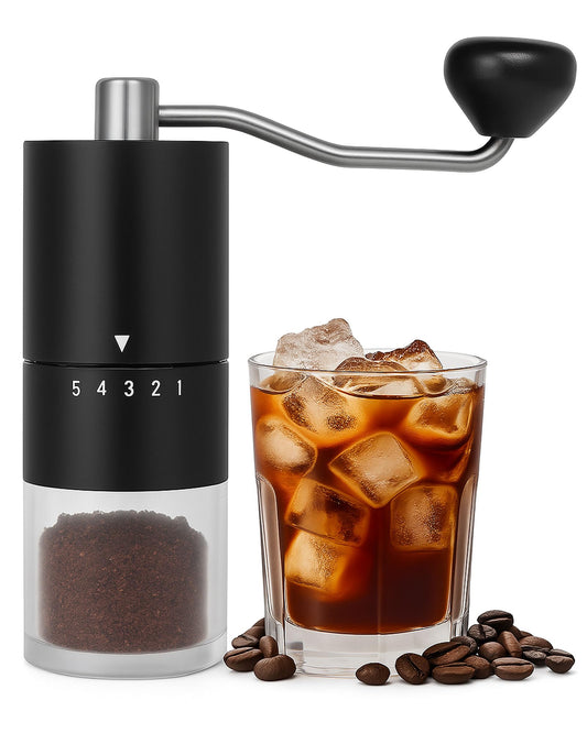 Manual Coffee Grinder With Ceramics Burr For Espresso,French Press,5 Adjustable Settings,Hand Maker with Built-In Burr,For Home Use and Camping Travel,Coffee Bean Grinders With Hand Crank