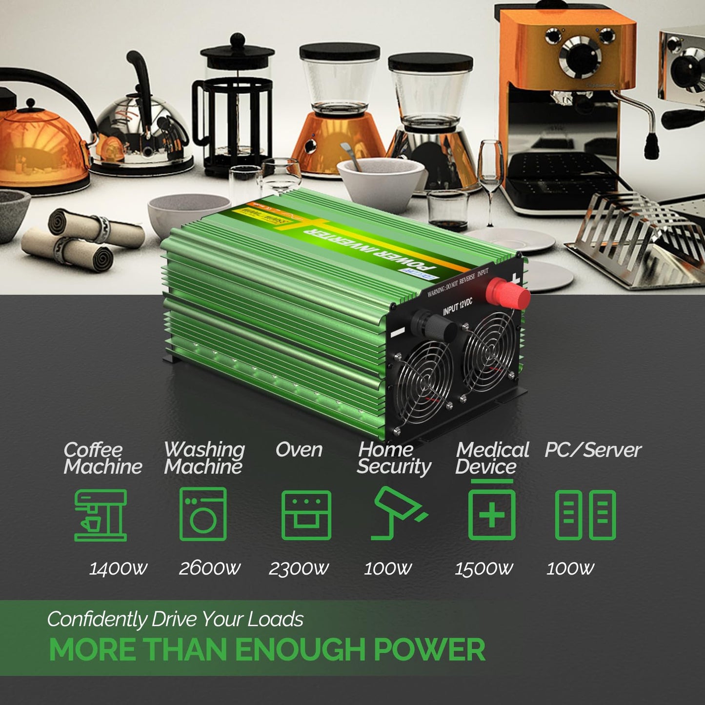 EDECOA Pure Sine Wave Power Inverter 3500W DC 12V to AC 120V with LCD Display and Remote Controller 4 AC Outlets and 1 Terminal Block