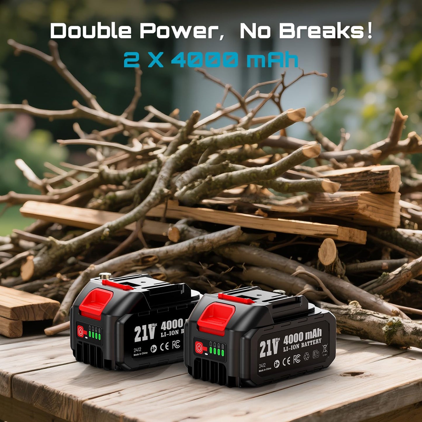 Seesii Reciprocating Saw Cordless, Variable Speed 3500 RPM Brushless Motor with 8 Saw Blades, 2 x 4.0Ah Batteries, LED Light, Tool‑Free Blade Change, Portable for Wood PVC Cutting