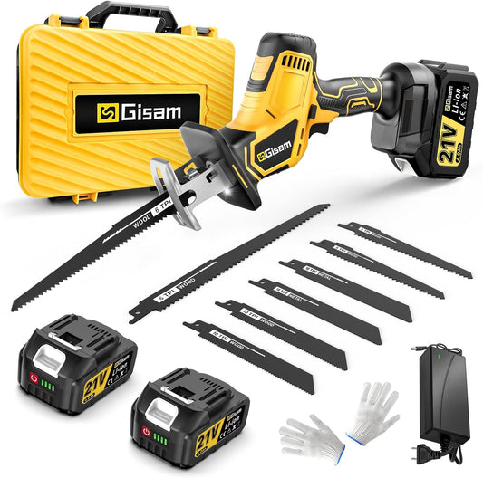 Cordless Reciprocating Saw -2x4.0Ah Batteries, Brushless Motor, 3500SPM Max, One-Hand Operation, Tool-Free Blade Change, for DIY & Home Users