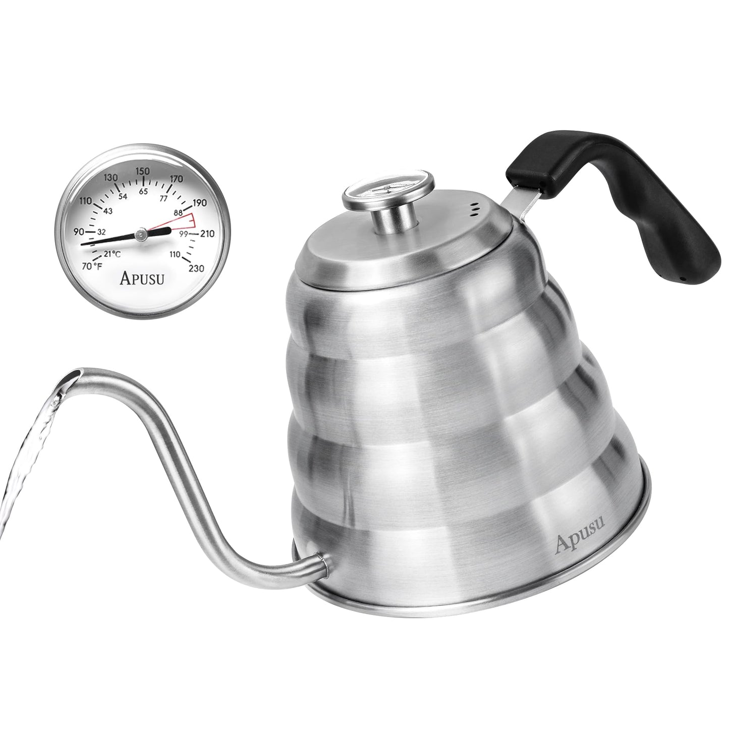 Tea Kettle with Thermometer Pot Black Stovetop Tea Kettle 40 oz 1200ml Gooseneck Kettle Teapot Pour Over Coffee Kettle with Thermometer,40oz,Black,1Pack