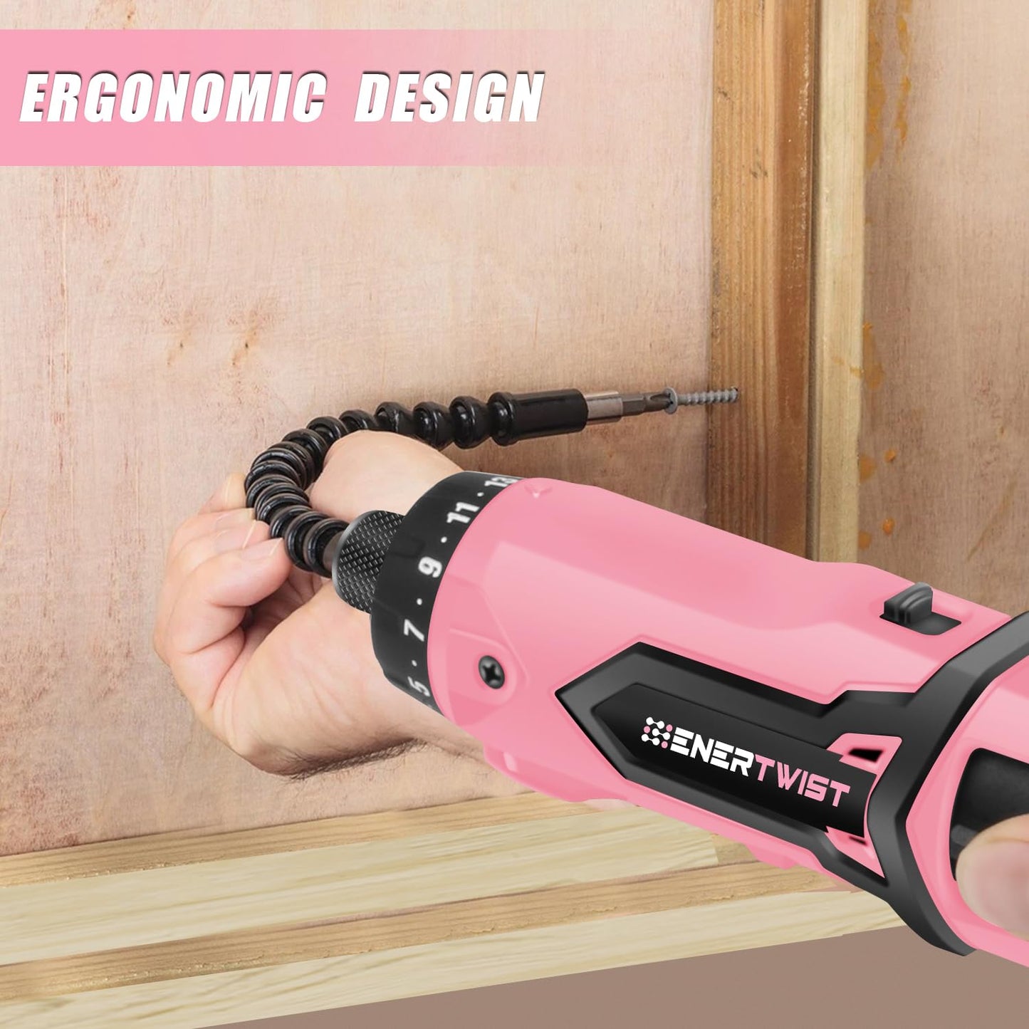 ENERTWIST Cordless Screwdriver, 8V Max 10Nm Electric Screwdriver Rechargeable Set with 82 Accessory Kit and Charger in Carrying Case, 21+1 Cluth, Dual Position Handle, LED Light, ET-CS-8