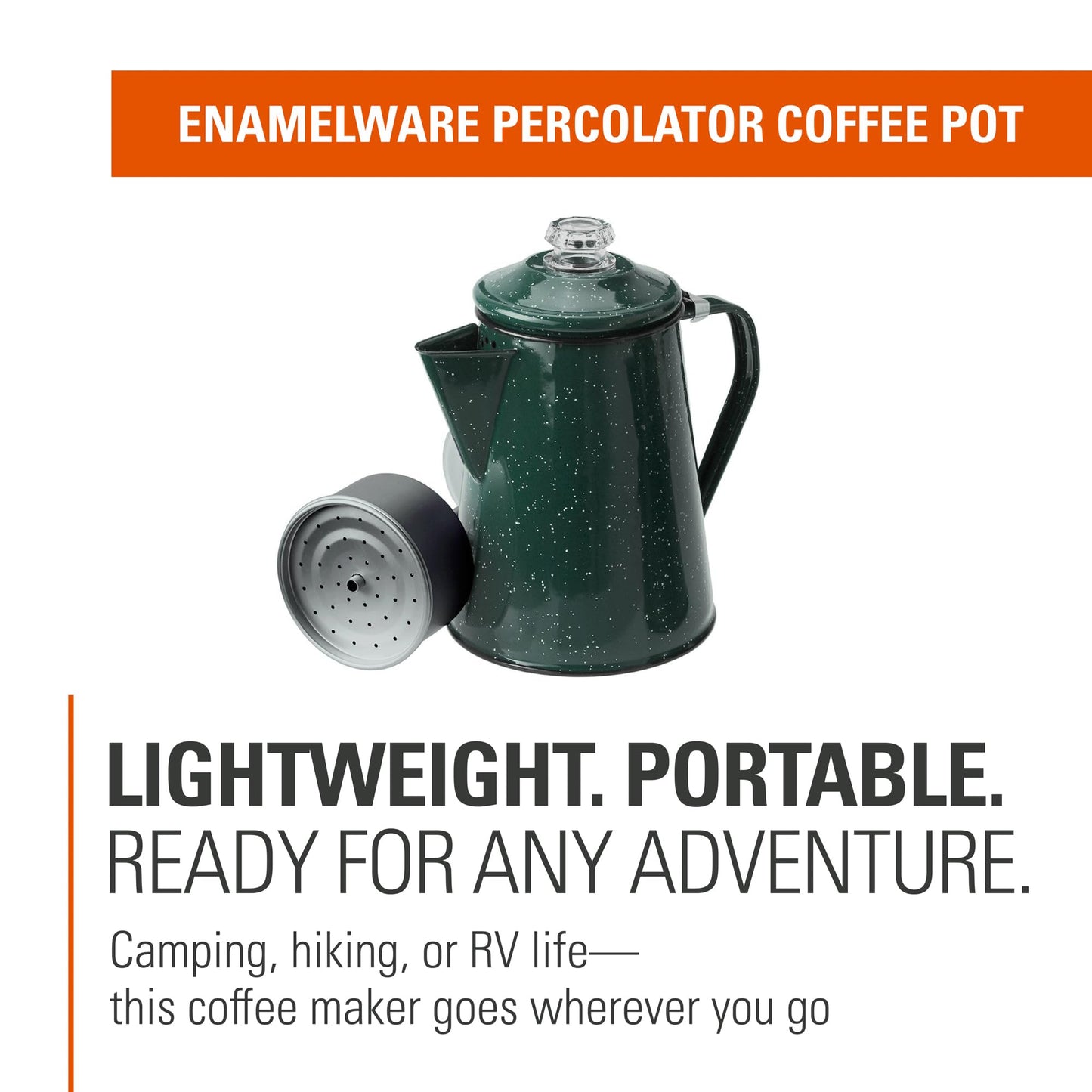 GSI Outdoors Percolator Coffee Pot | Enamelware Campfire Coffee Boiler Kettle for Outdoor Camping Cookware, Cabin, RV, Kitchen, Hunting & Backpacking