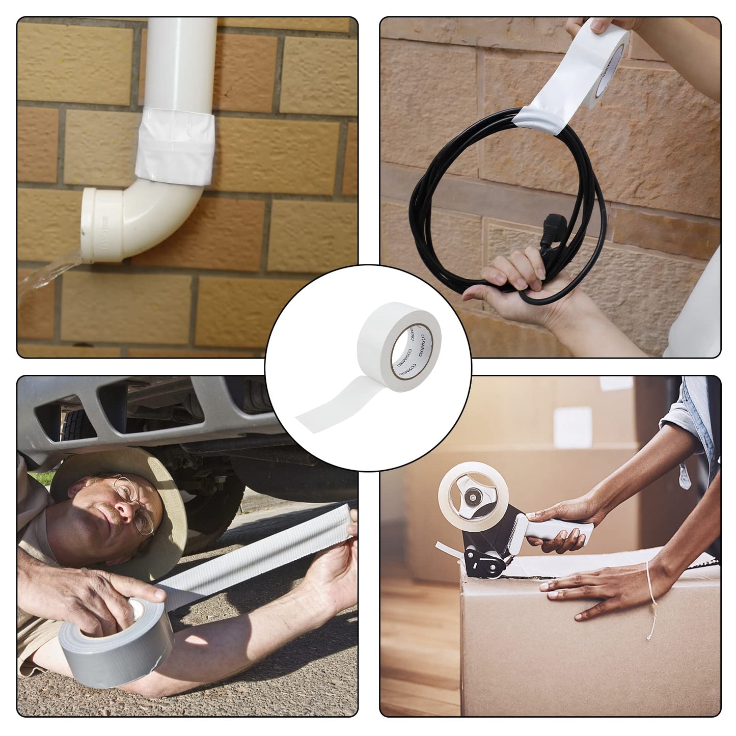 COSIMIXO 5-Pack Black Heavy Duty Duct Tape, 2 inches x 30 Yards, Strong, Flexible, No Residue, All-Weather and Tear by Hand - Bulk Value for Repairs, Industrial, Professional Use