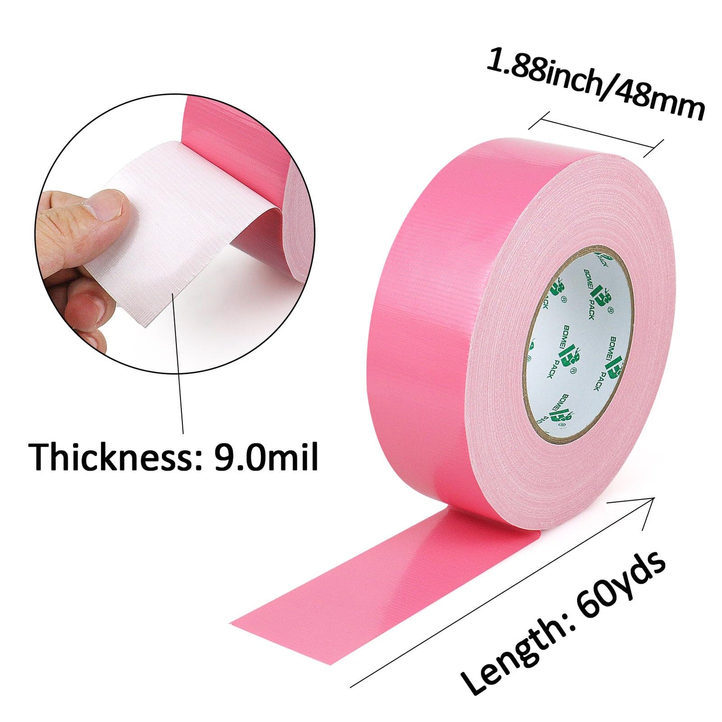 BOMEI PACK Green Duct Tape, 3Rolls Heavy Duty Strong Industrial Color Duct Tape 9mil x 1.88inch x 30yds for Packing and Repairing