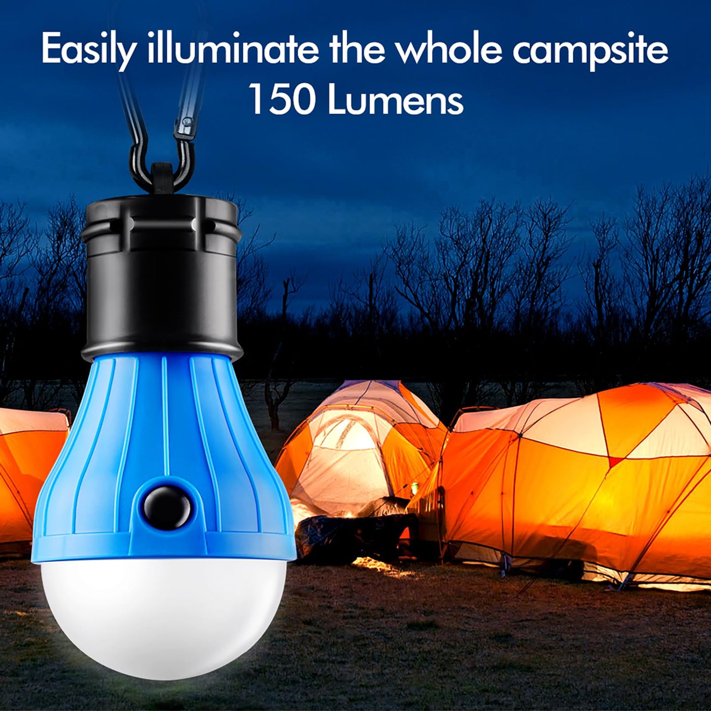 Tent Lamp Portable LED Tent Lights 4 Packs Hook Hurricane Emergency Lights LED Camping Light Bulb Camping Tent Lantern Bulb Camping Equipment for Camping Hiking Backpacking Fishing Outage