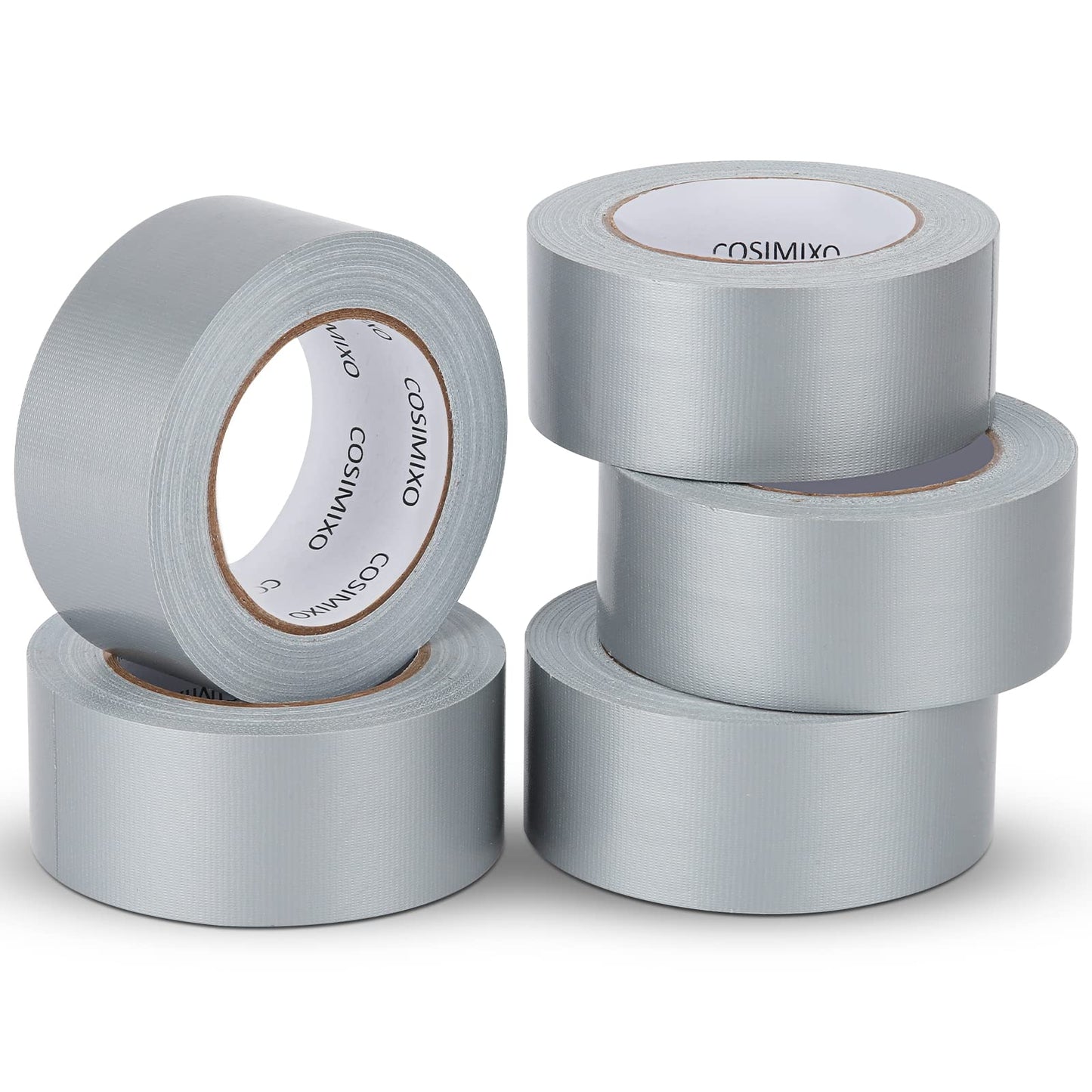 COSIMIXO 5-Pack Black Heavy Duty Duct Tape, 2 inches x 30 Yards, Strong, Flexible, No Residue, All-Weather and Tear by Hand - Bulk Value for Repairs, Industrial, Professional Use