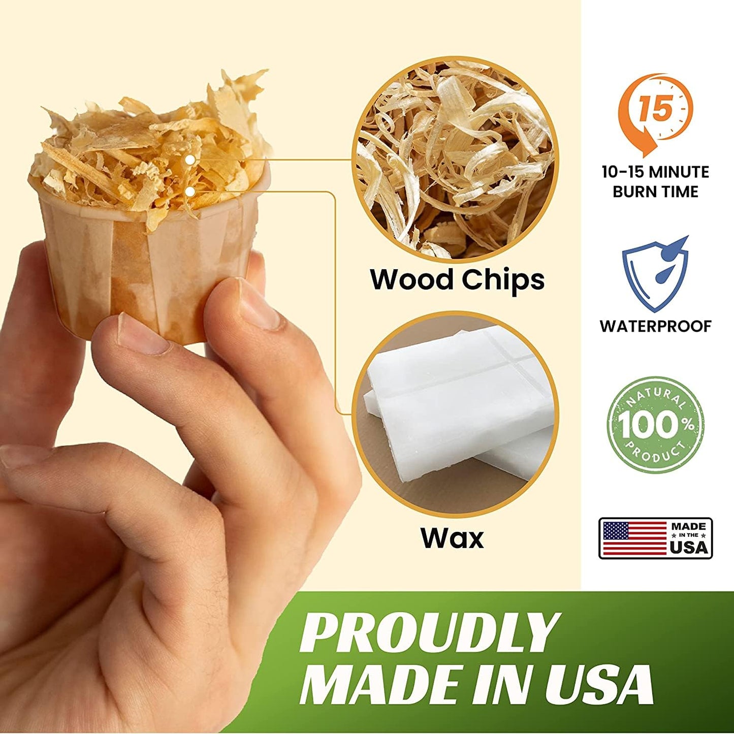 Superior Trading Oak Mini Fire Wood w/Fire Starter Pods, Winter Fireplace Starter, Wood Stove, USDA Cert 4-5” Kiln Dried Firewood, USA Made, 10-11 lbs in Plastic Storage Box