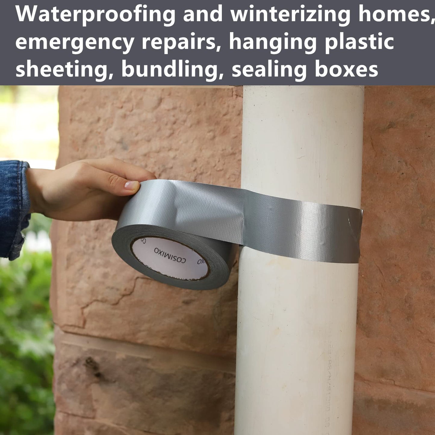 COSIMIXO 5-Pack Black Heavy Duty Duct Tape, 2 inches x 30 Yards, Strong, Flexible, No Residue, All-Weather and Tear by Hand - Bulk Value for Repairs, Industrial, Professional Use