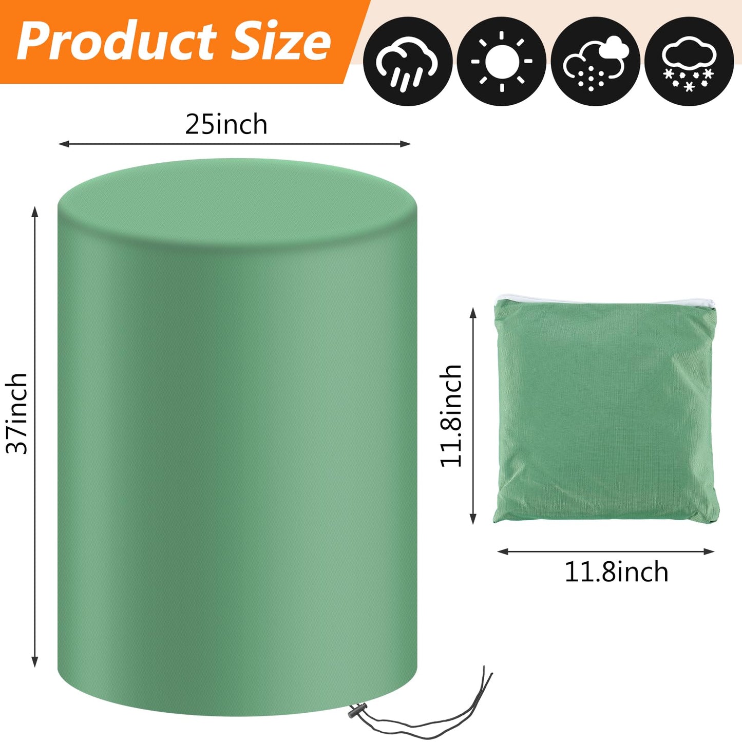 55 Gallon Rain Barrel Cover 420D Water Storage Barrel Cover Oxford Cloth 25 x 37 Inch Outdoor Waterproof Rain Snow Bucket Cover with Drawstring, UV Protection, Anti Dust (Black)