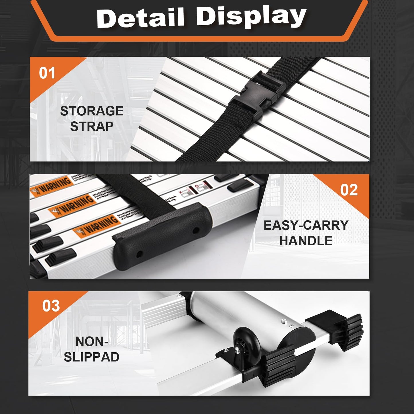 Telescoping Ladder, SocTone 12.5 FT Aluminum Lightweight Extension Ladder with 2 Triangle Stabilizers, Heavy Duty 330lbs Max Capacity, Multi-Purpose Collapsible Ladder for RV or Outdoor Work