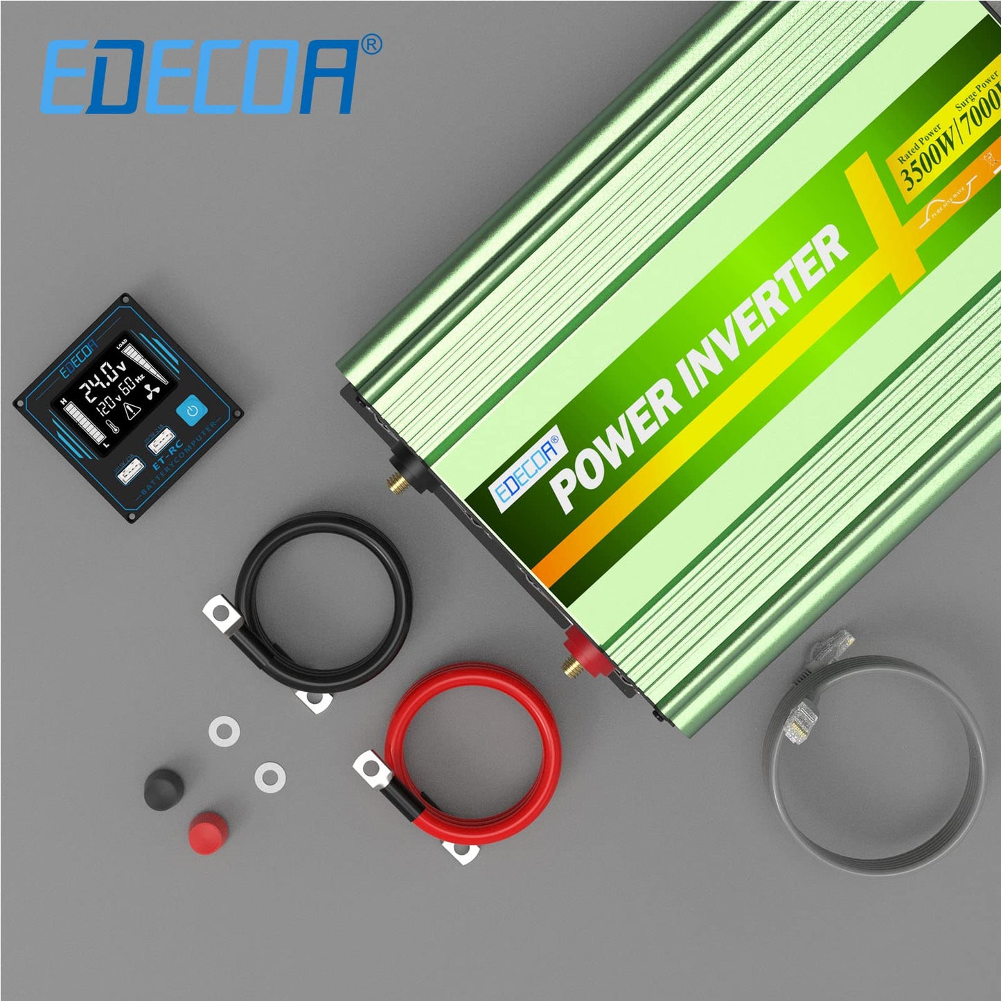 EDECOA Pure Sine Wave Power Inverter 3500W DC 12V to AC 120V with LCD Display and Remote Controller 4 AC Outlets and 1 Terminal Block