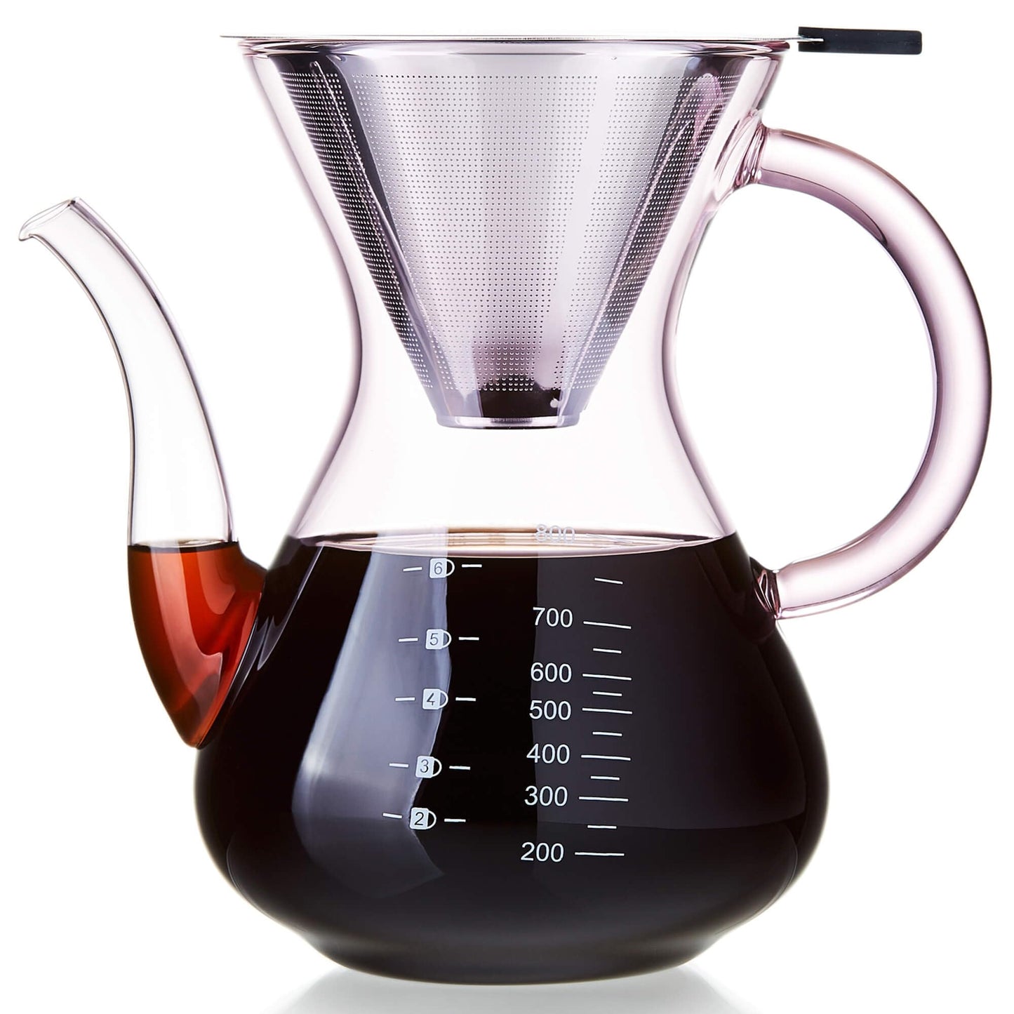 Unbreakable - Pour Over Coffee Maker with Double Stainless Filter 34 fl oz, Thickened Heat-Resistant Borosilicate Glass Pour Over Coffee Dripper, Stovetop Safe