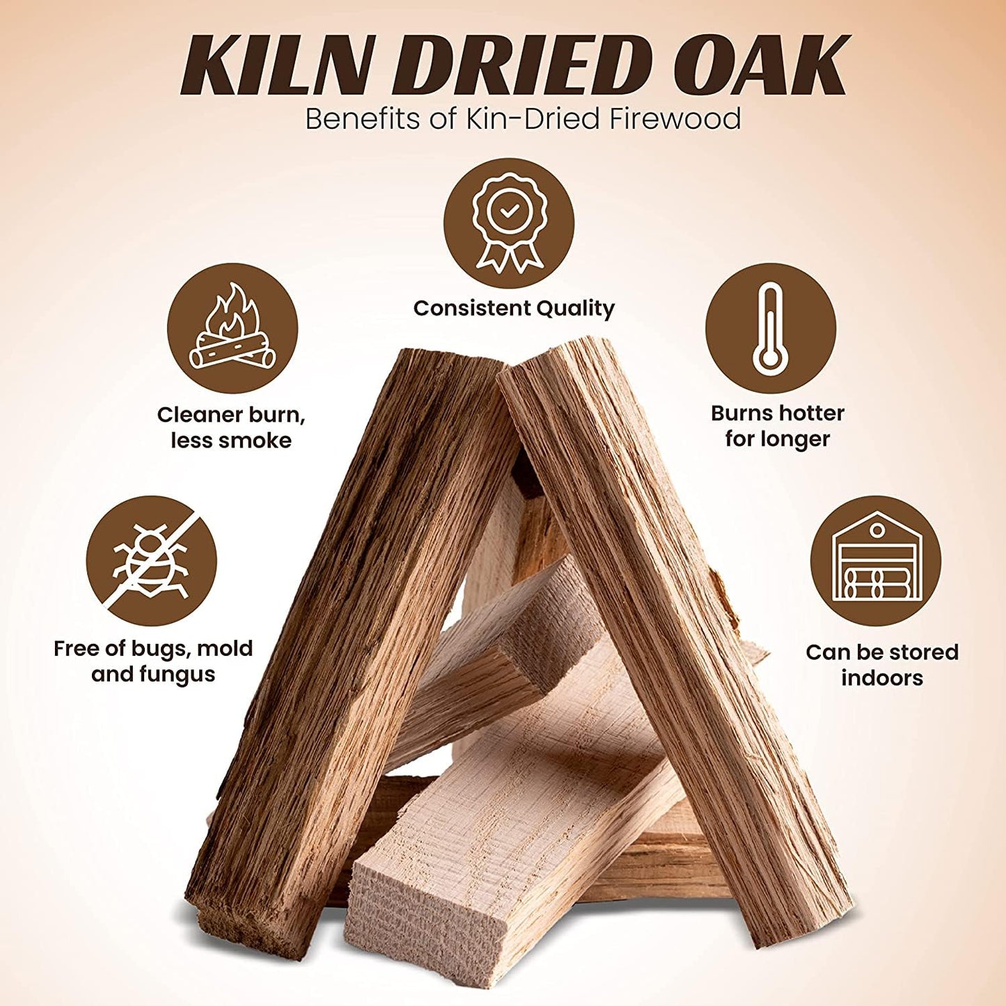 Superior Trading Oak Mini Fire Wood w/Fire Starter Pods, Winter Fireplace Starter, Wood Stove, USDA Cert 4-5” Kiln Dried Firewood, USA Made, 10-11 lbs in Plastic Storage Box