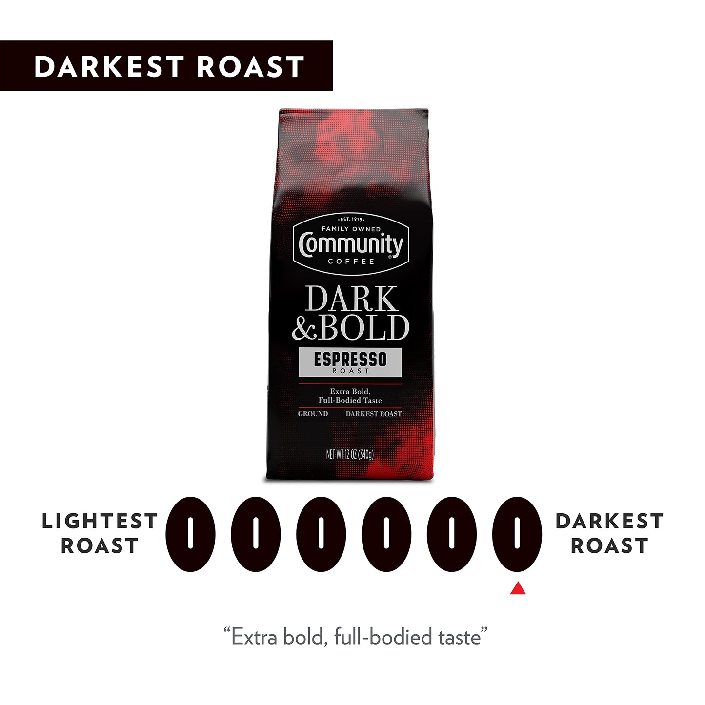 Community Coffee Dark & Bold Intense Blend 72 Ounces, Dark Roast Ground Coffee, 12 Ounce Bag (Pack of 6)