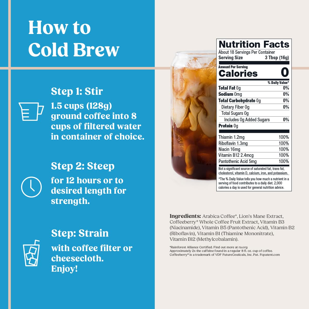 Bulletproof The High Achiever Ground Coffee, 10 Ounces, Medium-Dark Roast Enhanced Coffee with Lion's Mane Mushroom, B Vitamins, and Adaptogens for Energy and Focus