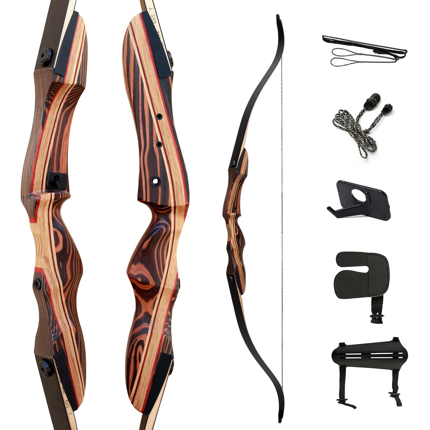 Deerseeker Archery 62" Takedown Recurve Bow Set with Right Hand & Left-Handed Riser Laminated Limbs 20-60 lbs for Adults & Youth, Archery Practice & Bow Hunting