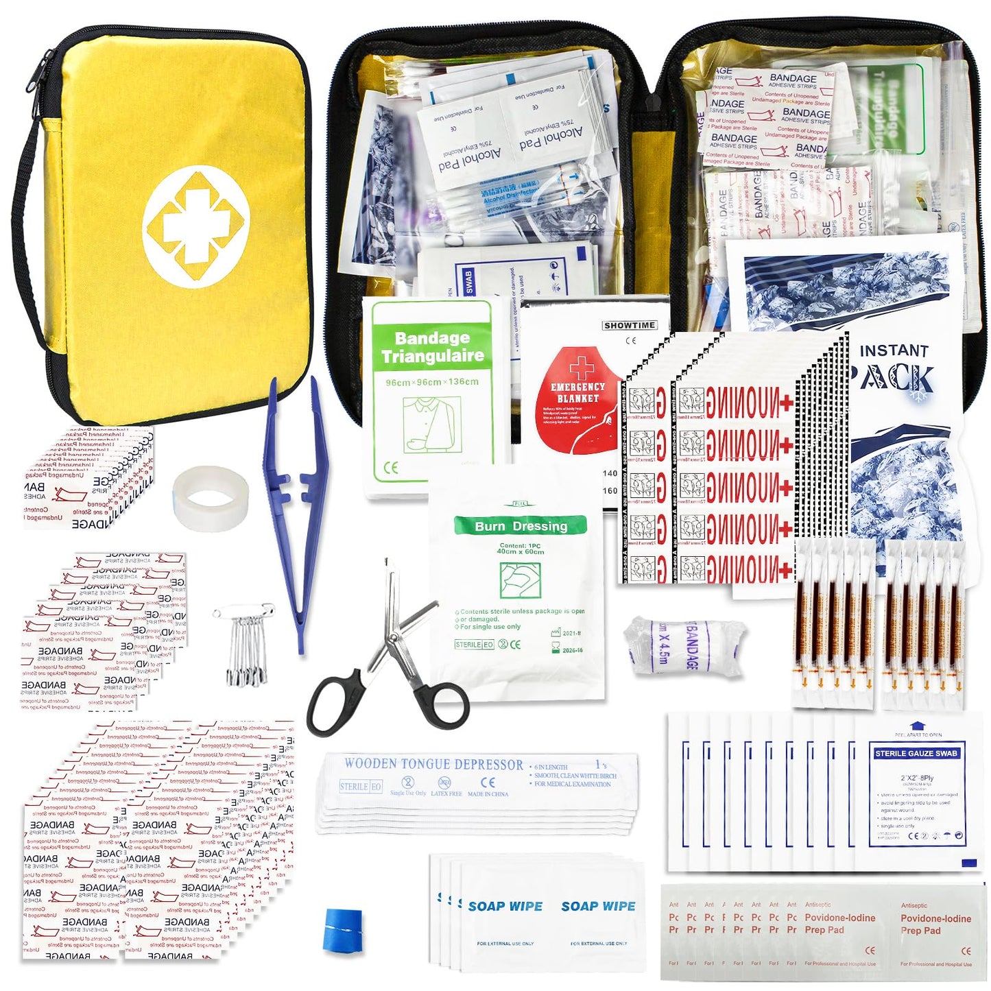 Travel-First Aid-Kit Car-Home 300PCS Survival-Kit Outdoor-Adventure - Small Portable Red Emergency Essential Sets Office Hiking Camping Business Public Must Have First Aid Gear Equipment 1st Aid